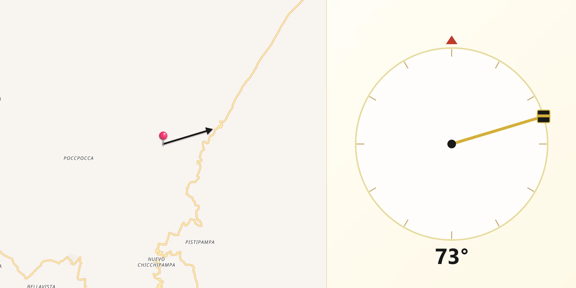 Dirección de la Qibla desde Paucar Del Sara Sara