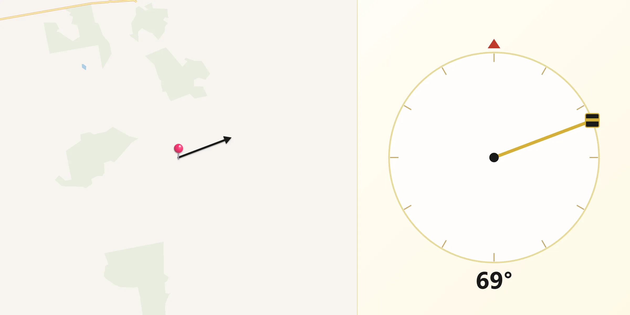 Direção da Qibla a partir de Araguapaz
