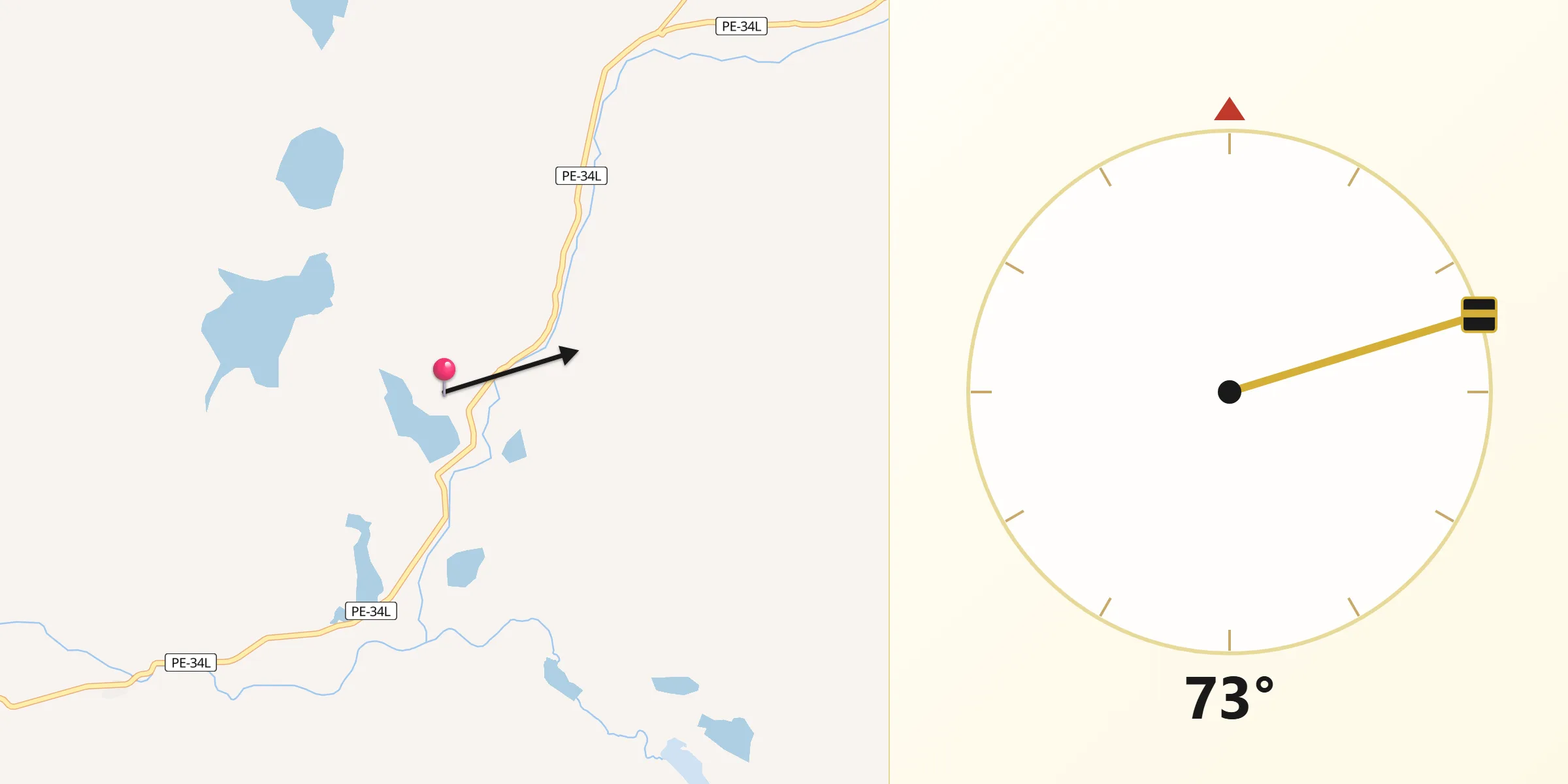 Dirección de la Qibla desde Provincia de Huancané