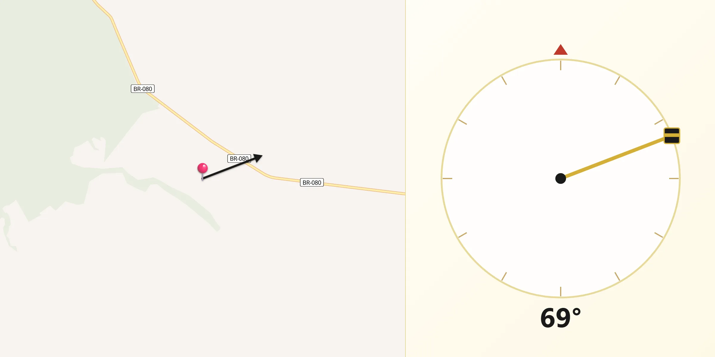 Direção da Qibla a partir de Vila Propício