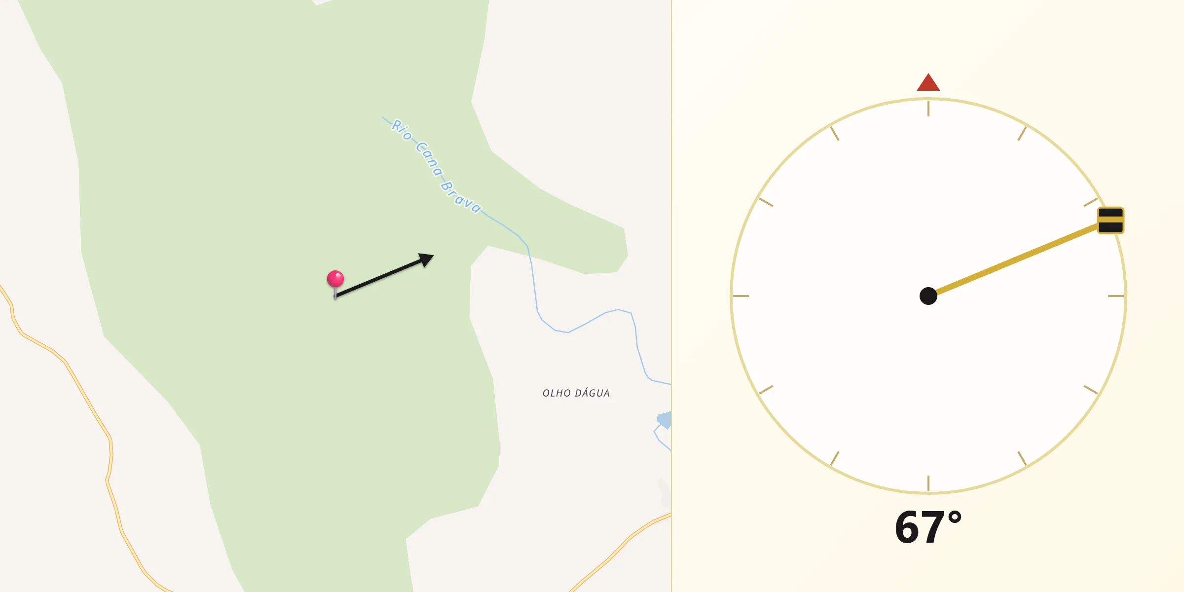 Direção da Qibla a partir de Monte Azul