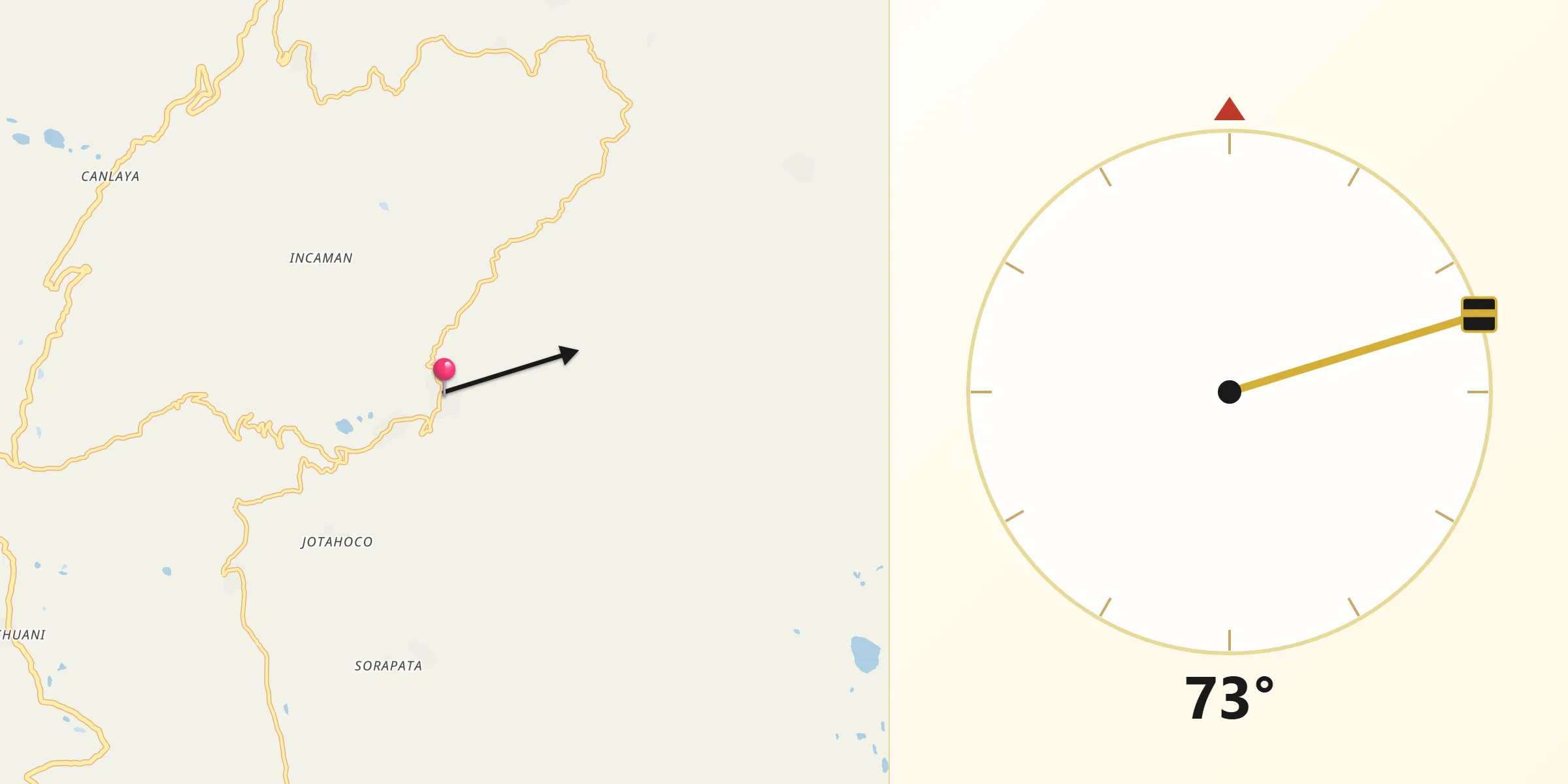 Dirección de la Qibla desde Amarete