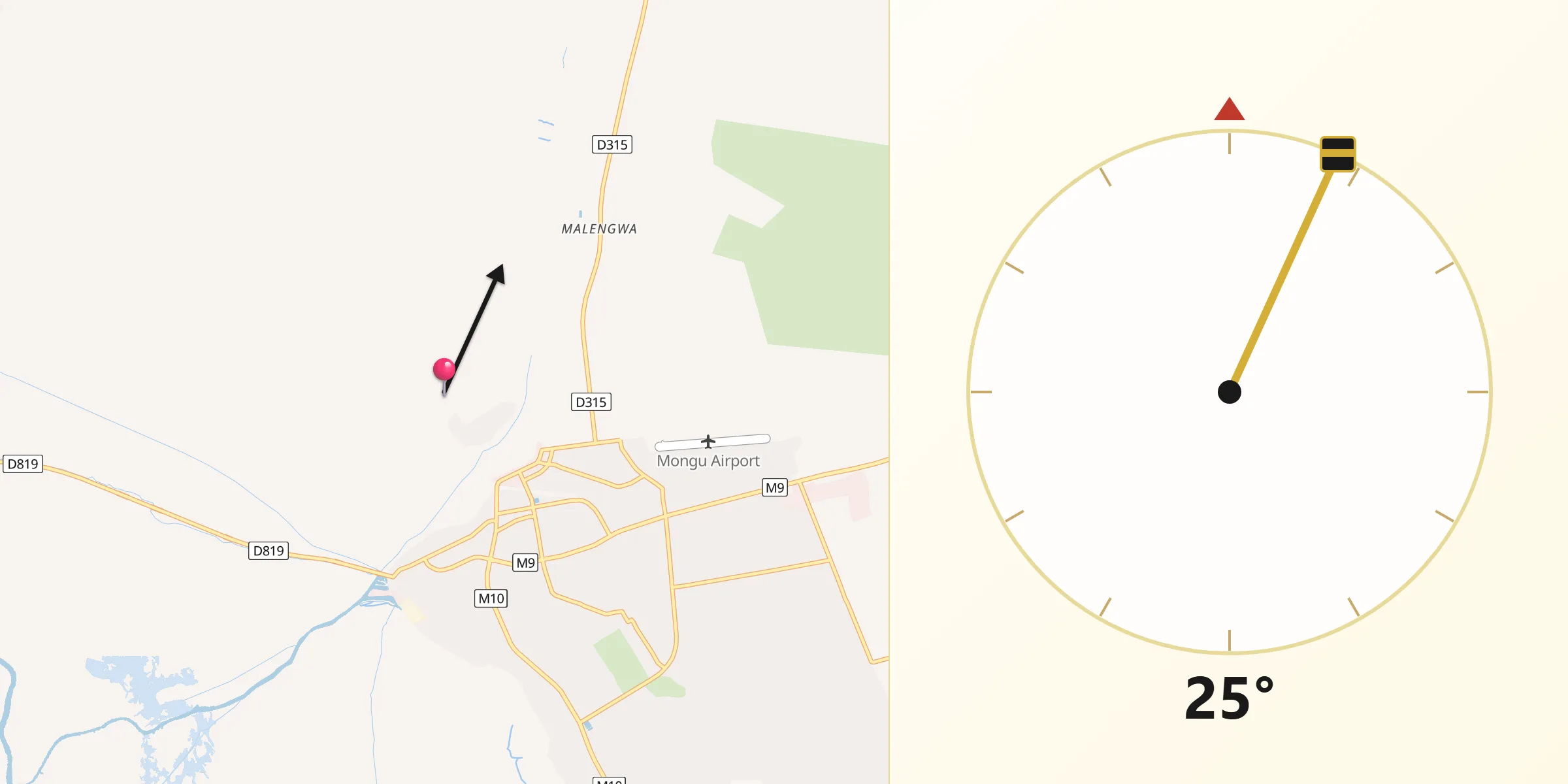 Qibla Direction from Mongu