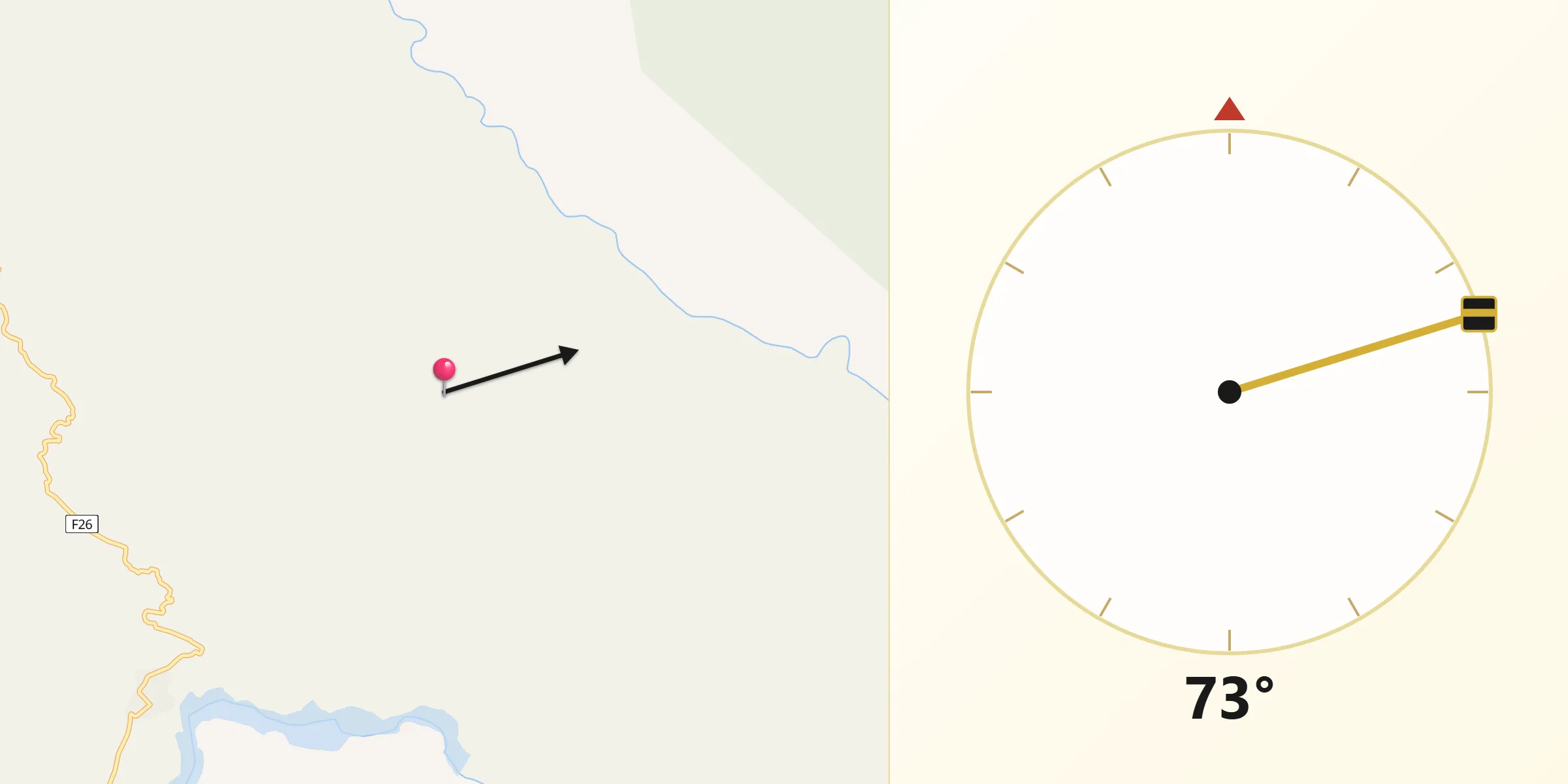 Dirección de la Qibla desde Mapiri