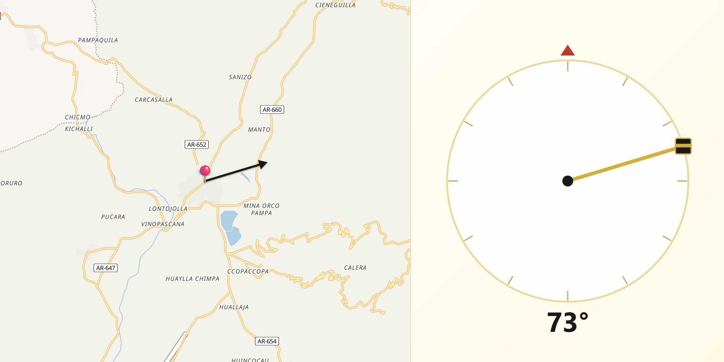 Dirección de la Qibla desde Orcopampa