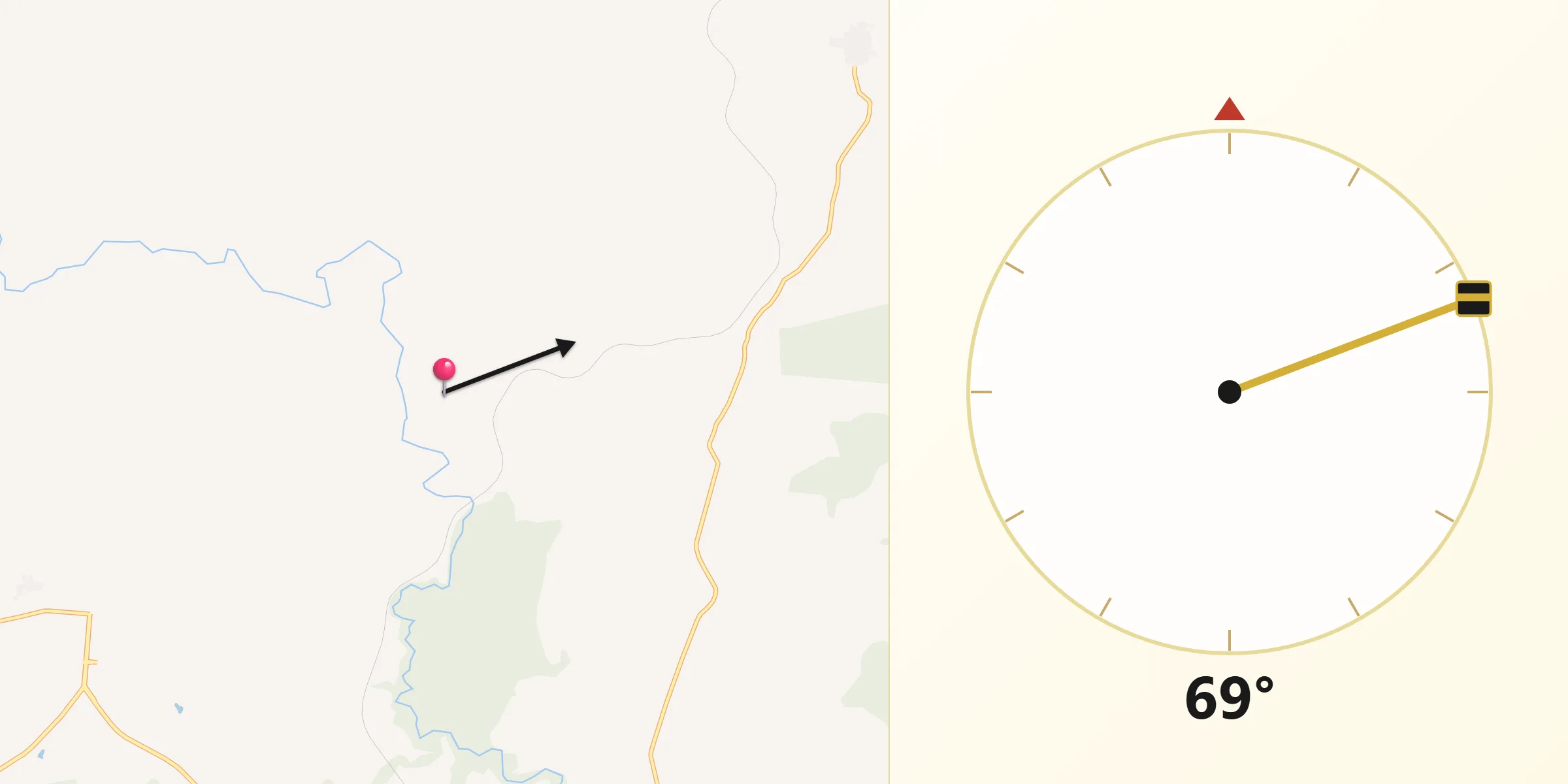 Direção da Qibla a partir de Santa Isabel