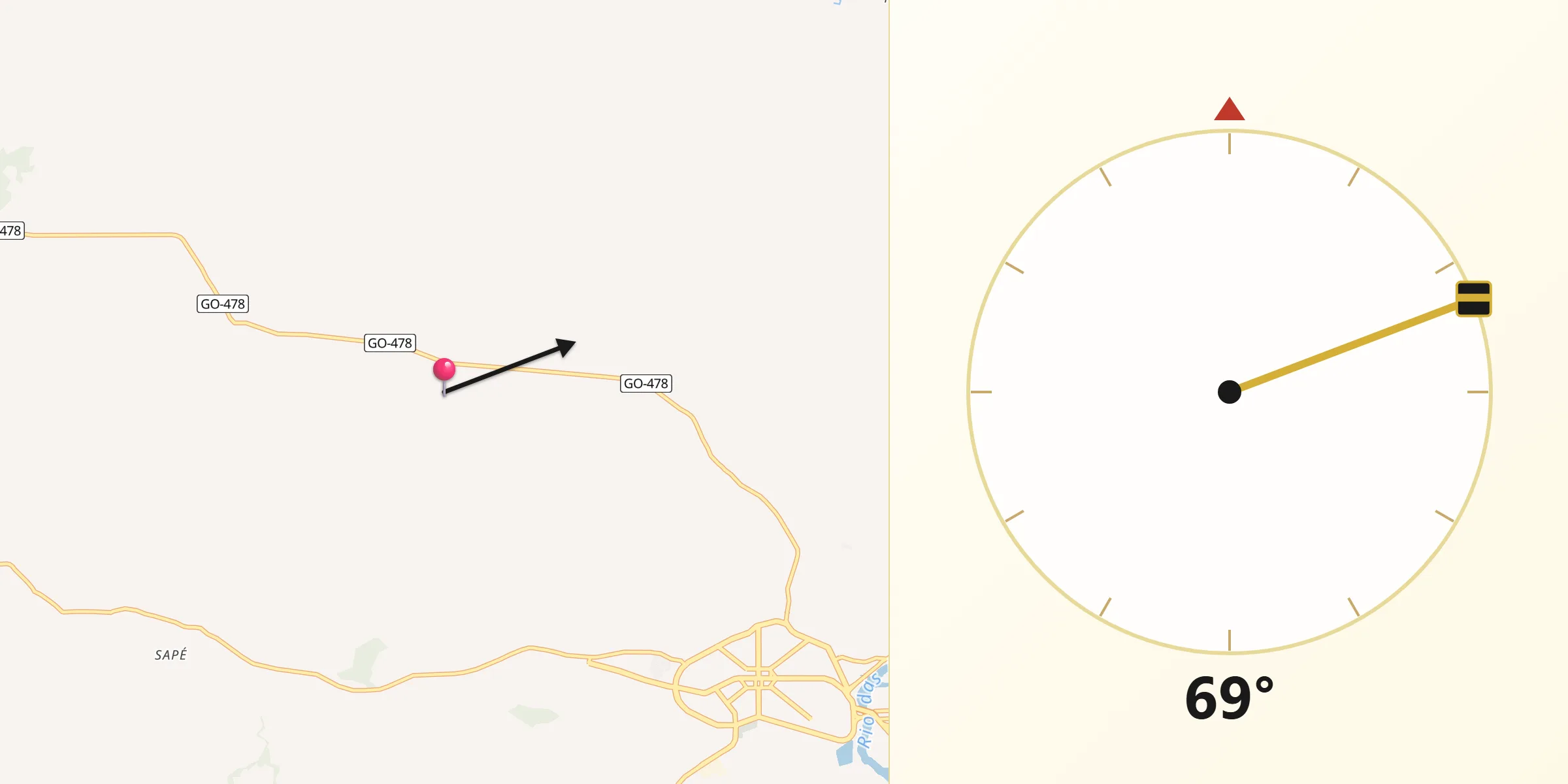 Direção da Qibla a partir de Ceres