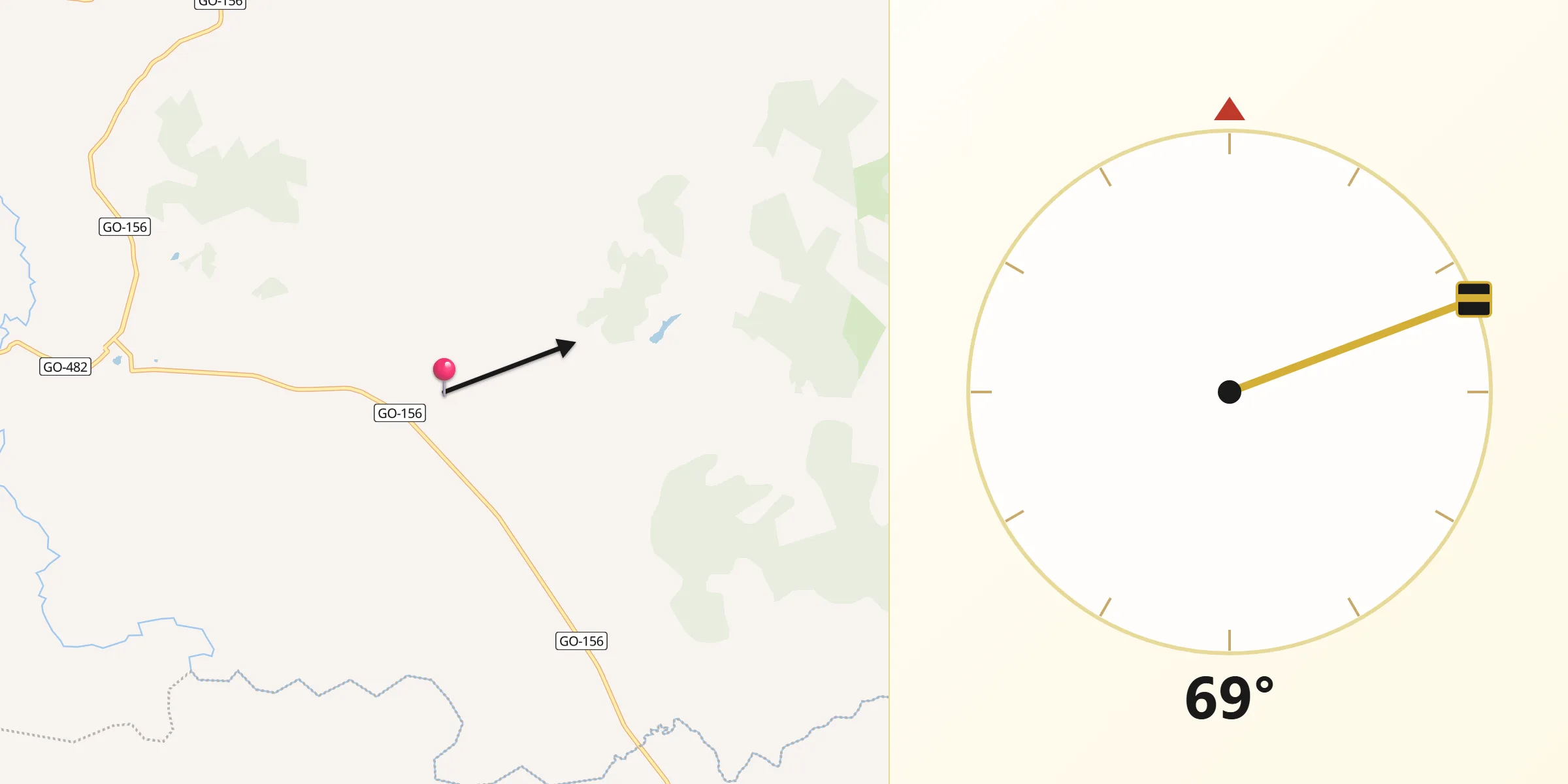 Direção da Qibla a partir de Morro Agudo de Goiás