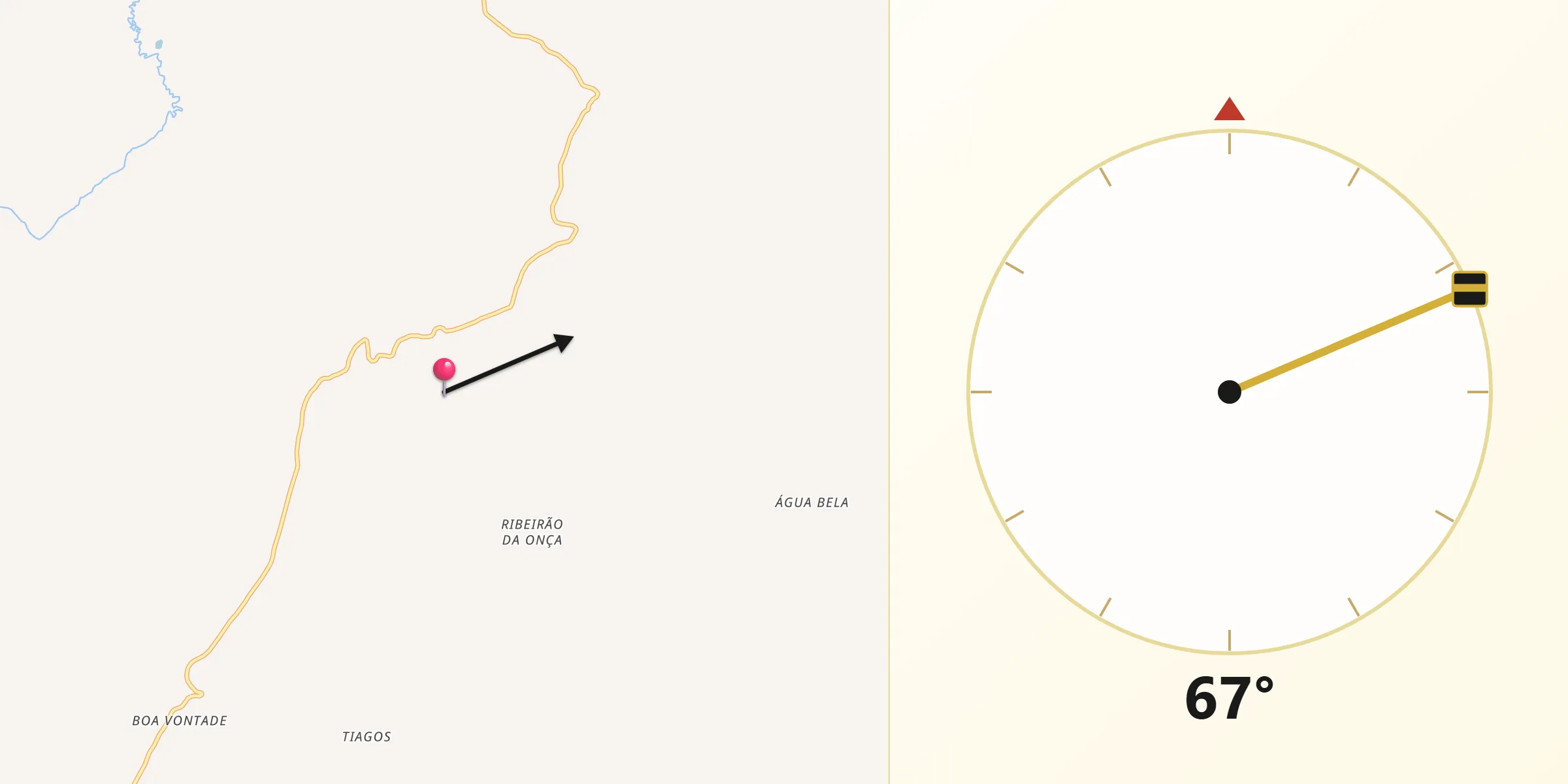 Direção da Qibla a partir de Ribeirão do Largo