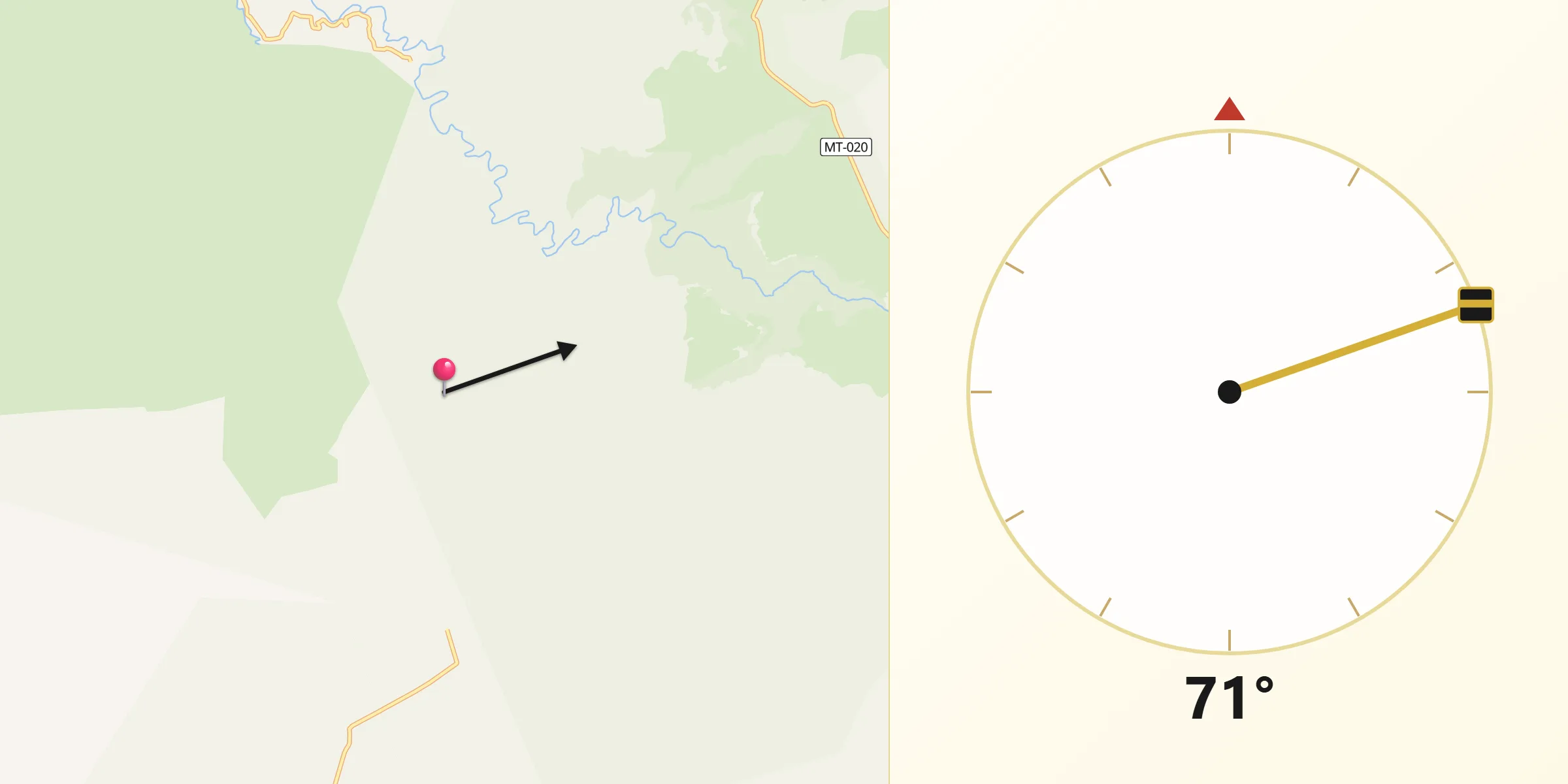 Direção da Qibla a partir de Cuiabá