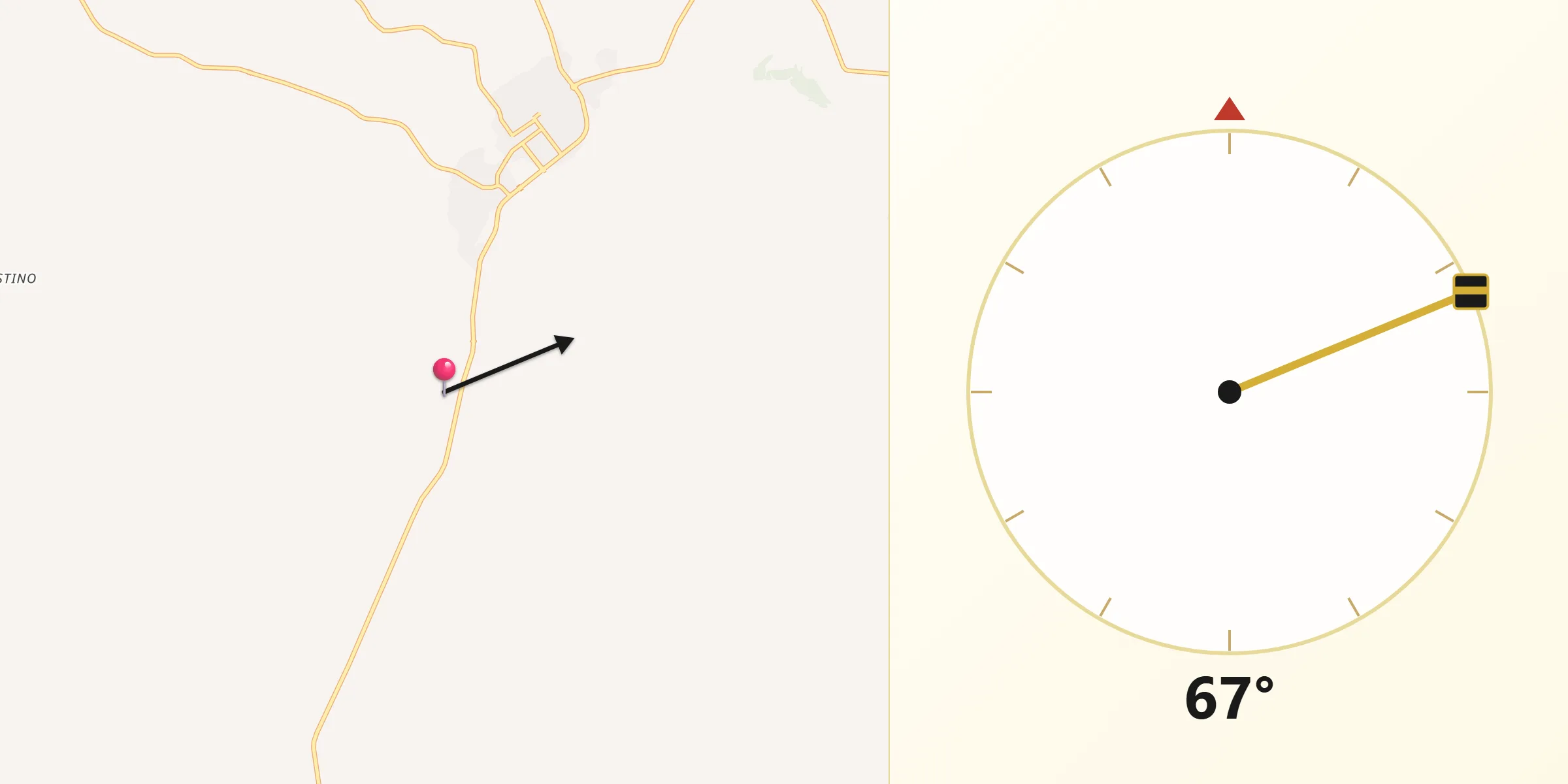 Direção da Qibla a partir de Mato Verde