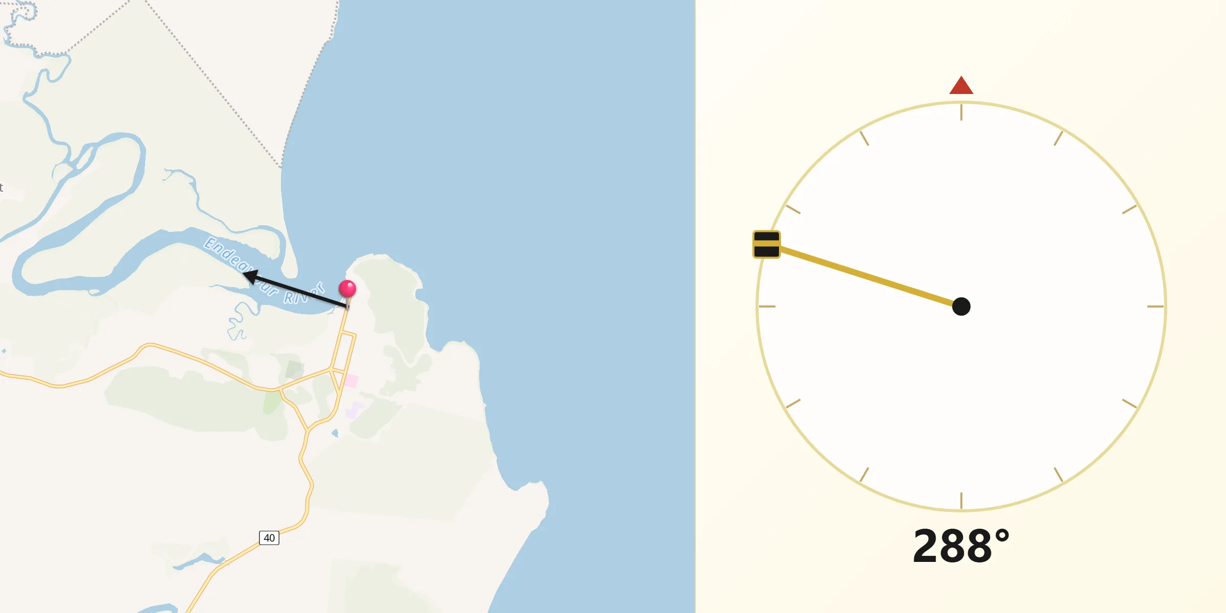 Qibla Direction from Cooktown
