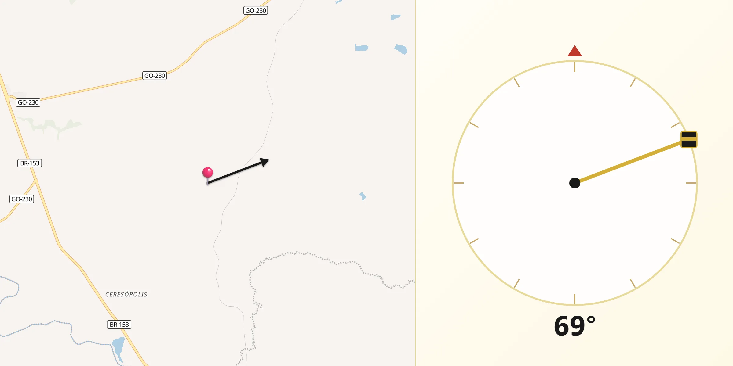 Direção da Qibla a partir de Rianápolis