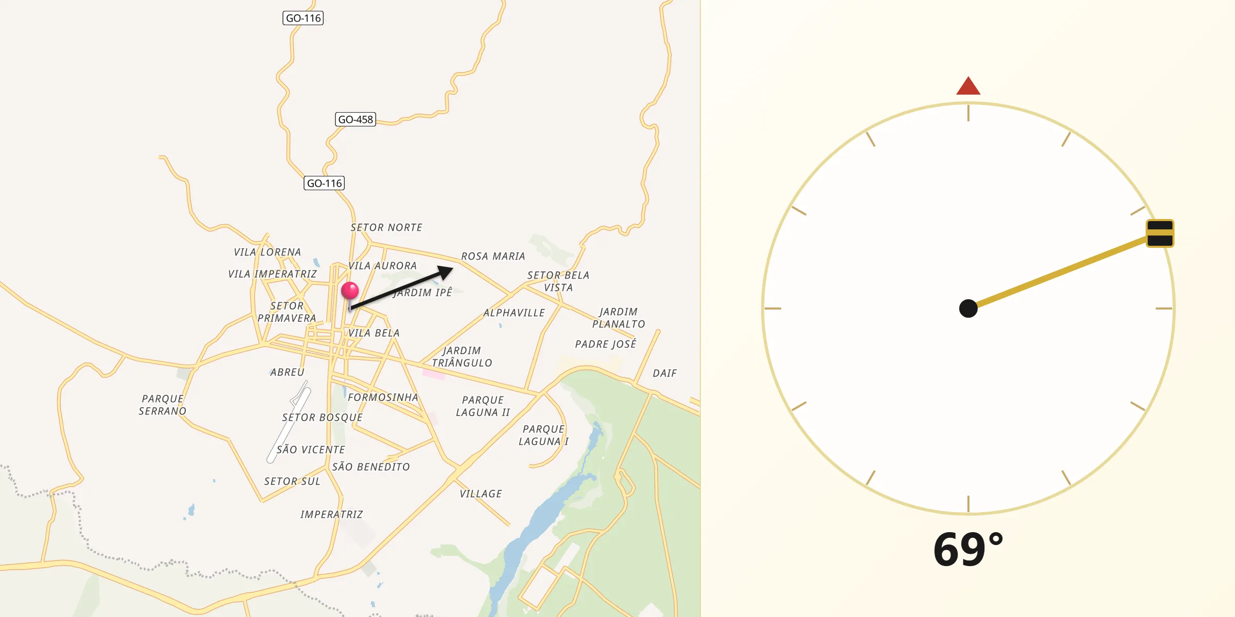 Direção da Qibla a partir de Formosa