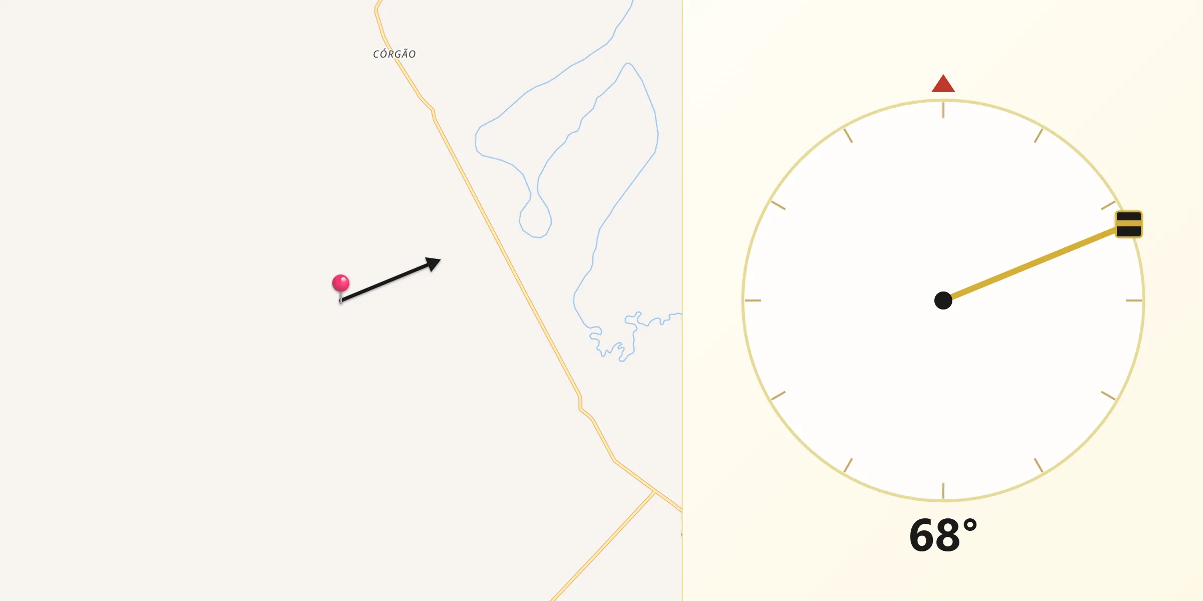 Direção da Qibla a partir de Verdelândia
