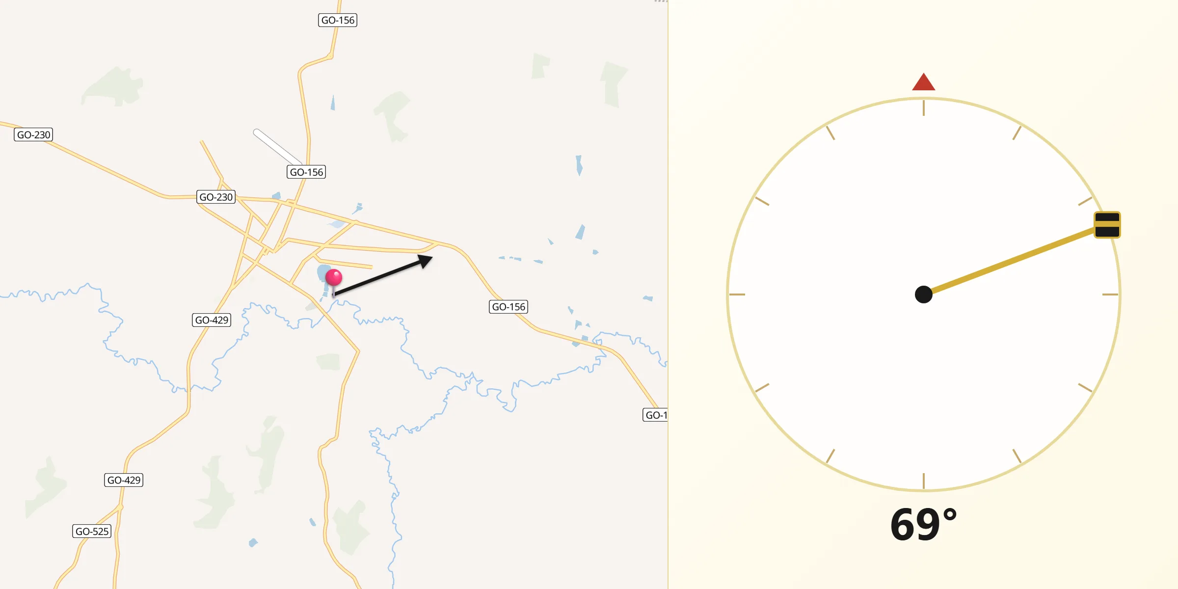 Direção da Qibla a partir de Itapuranga