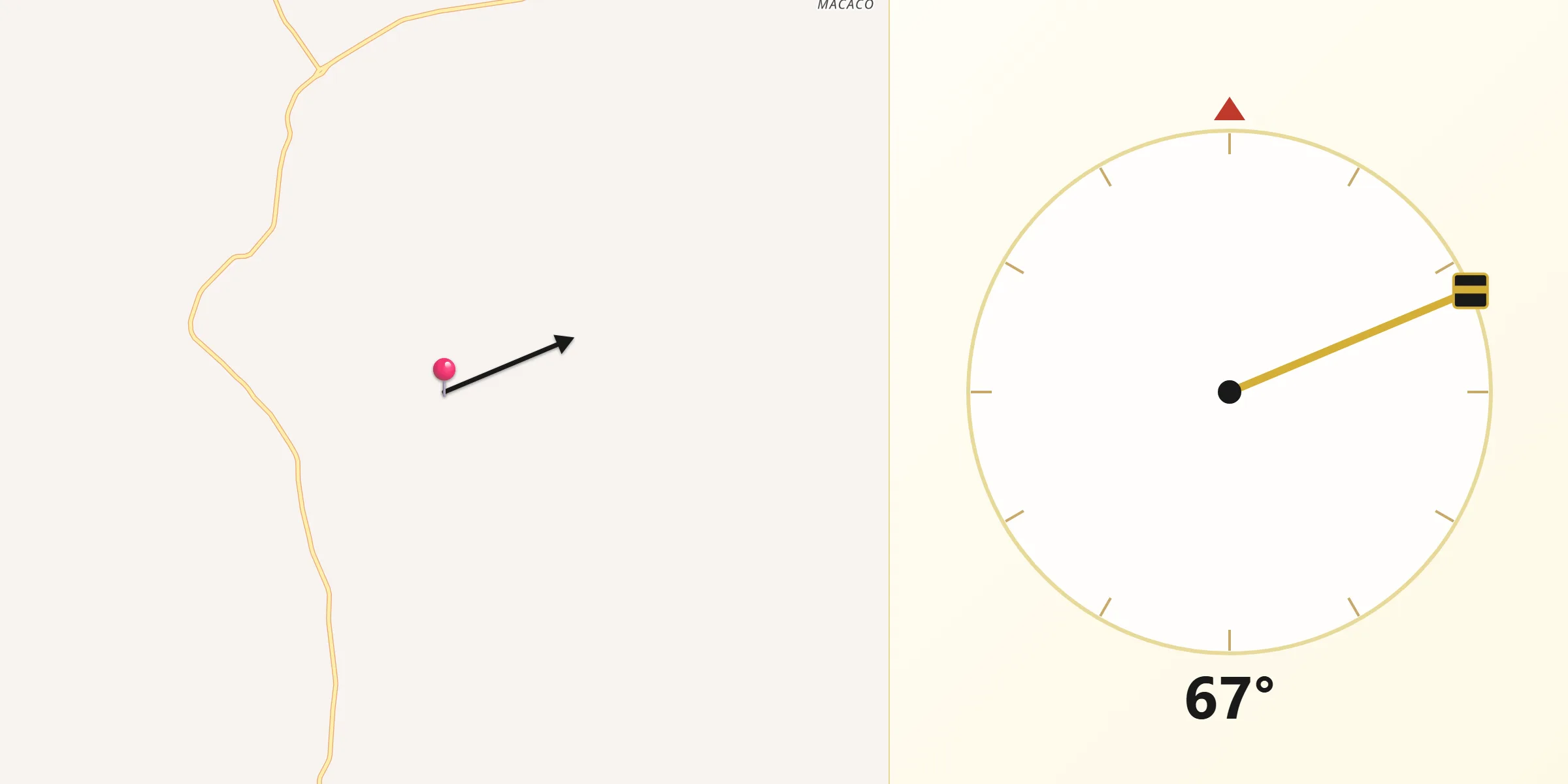 Direção da Qibla a partir de Indaiabira