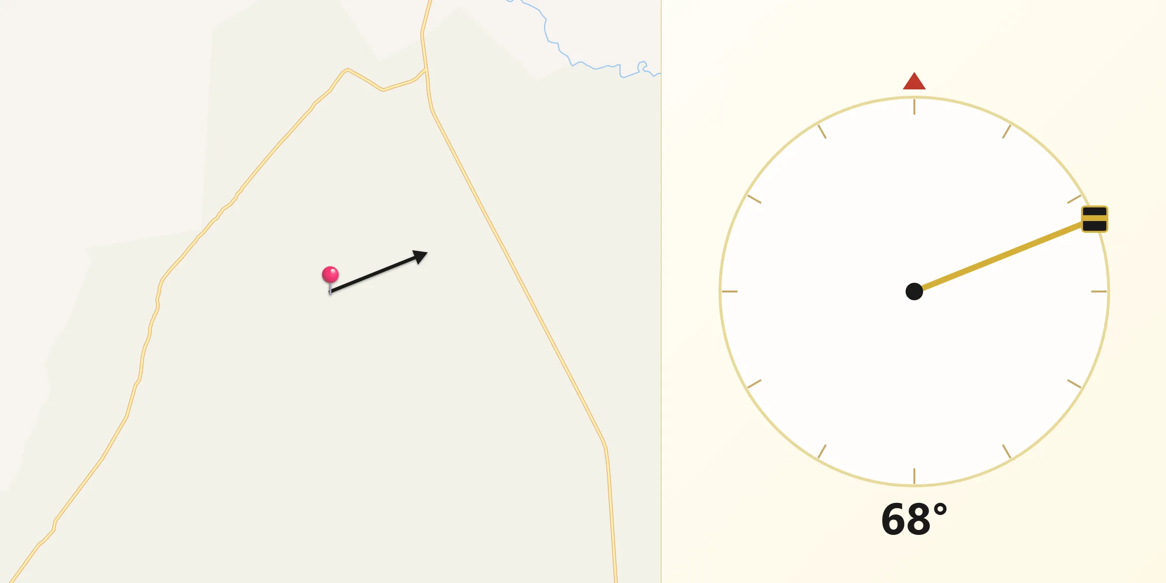Direção da Qibla a partir de Chapada Gaúcha