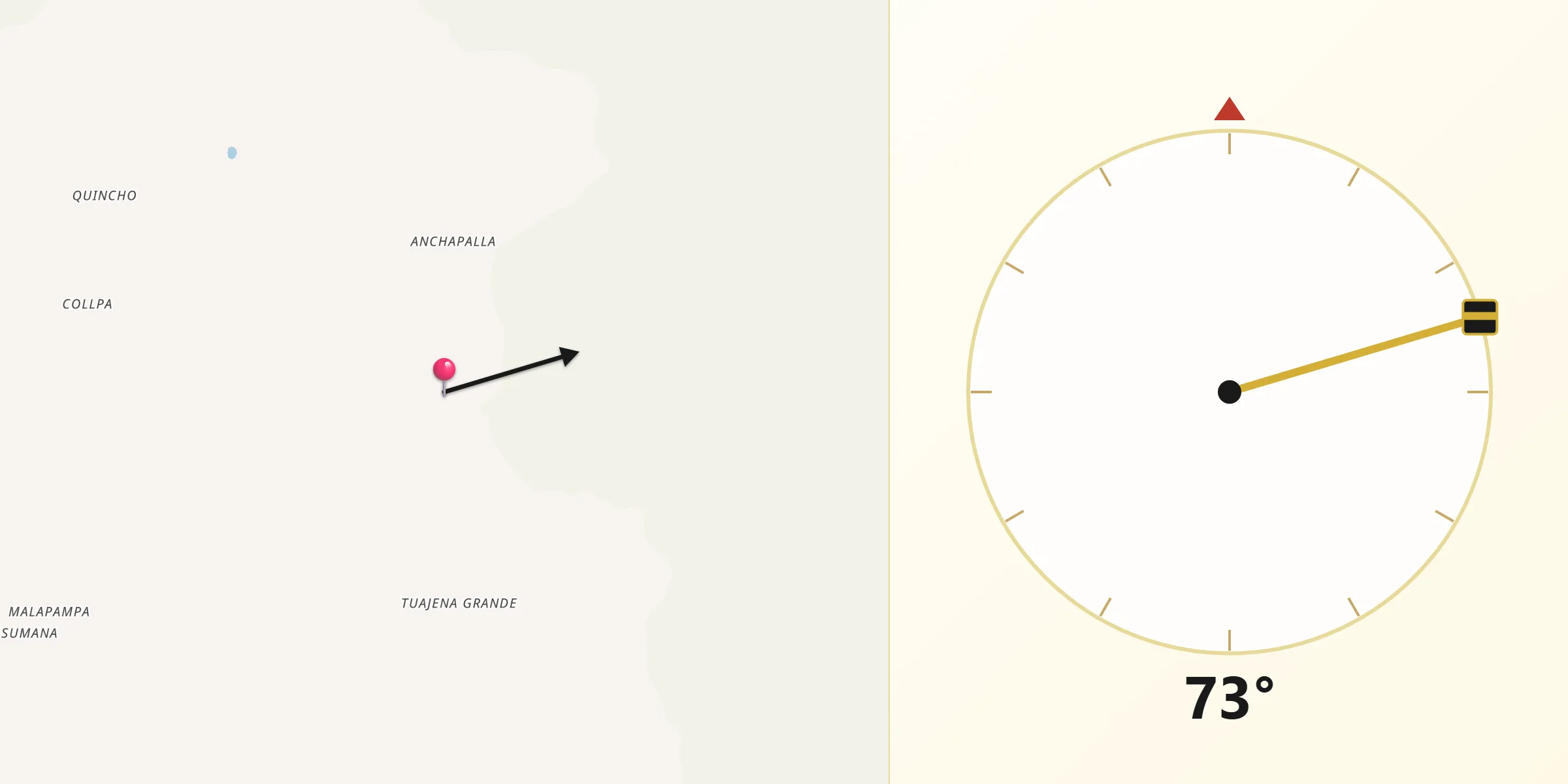 Dirección de la Qibla desde Provincia de Castilla