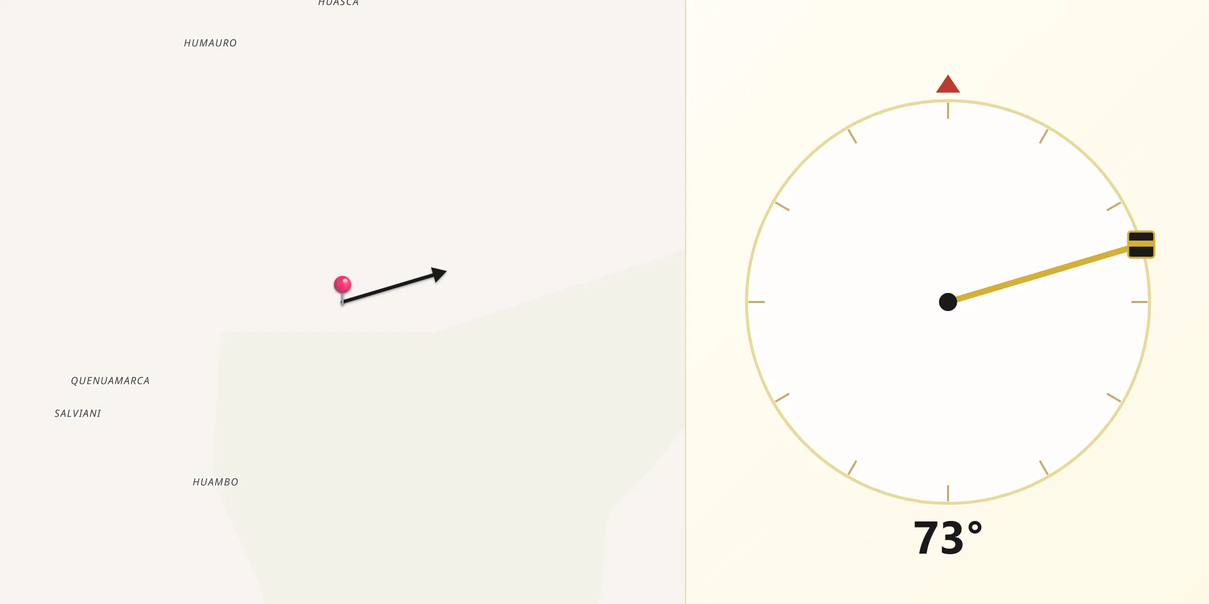 Dirección de la Qibla desde Provincia de Condesuyos