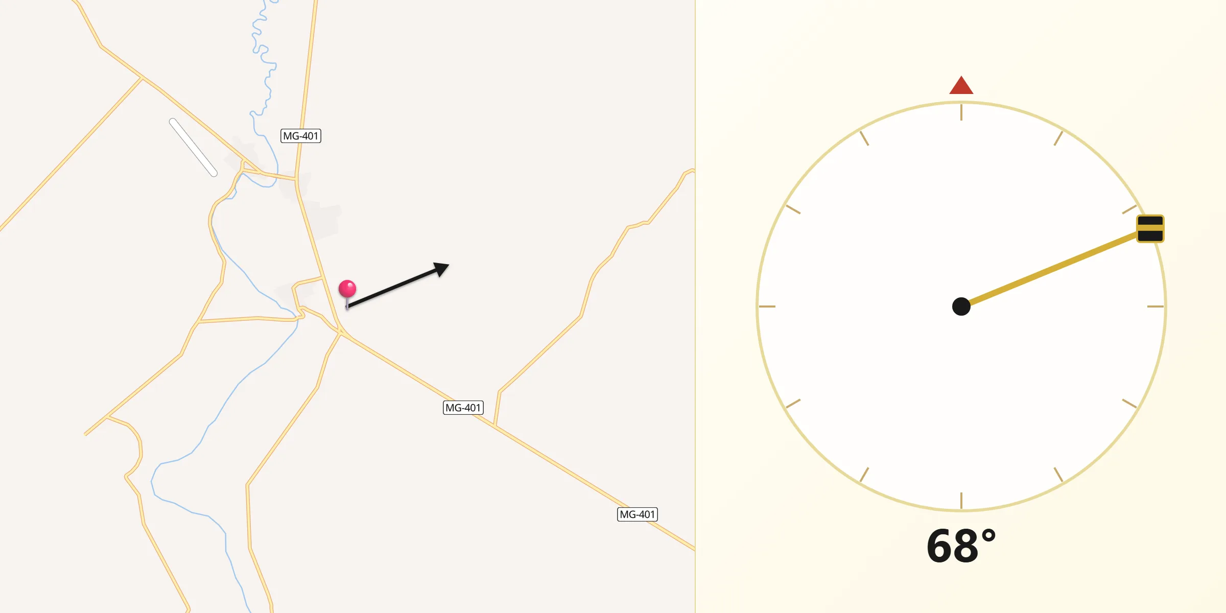 Direção da Qibla a partir de Barreiro do Jaíba