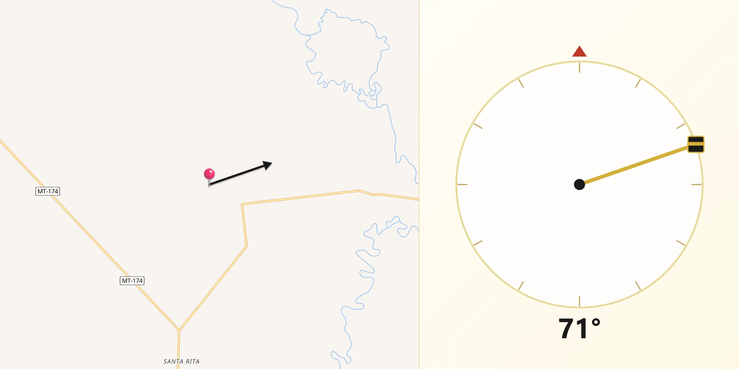 Direção da Qibla a partir de Curvelândia