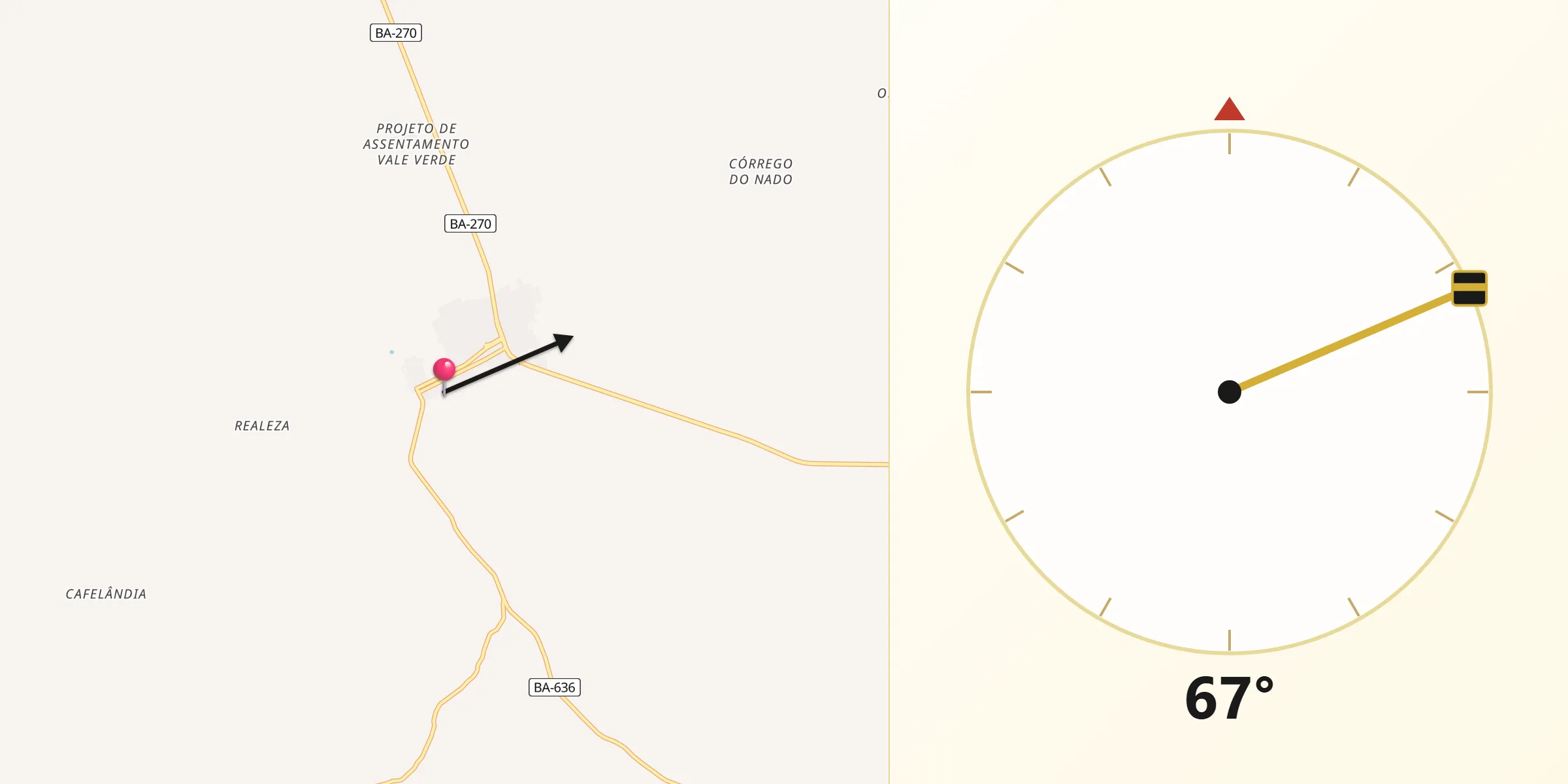 Direção da Qibla a partir de Itarantim