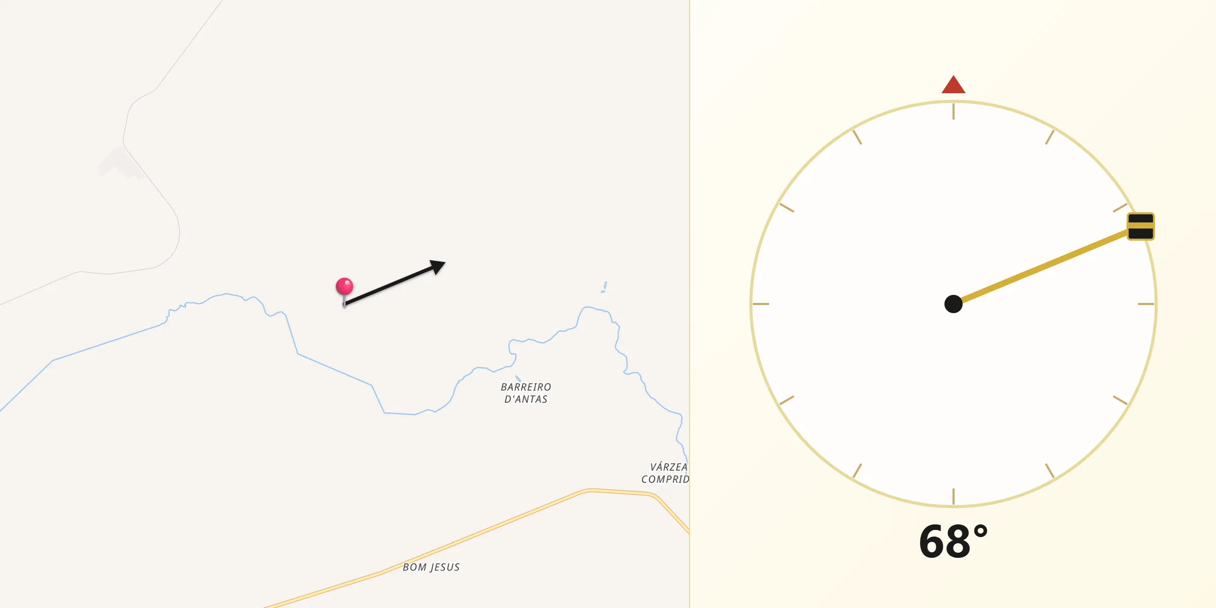 Direção da Qibla a partir de Porteirinha