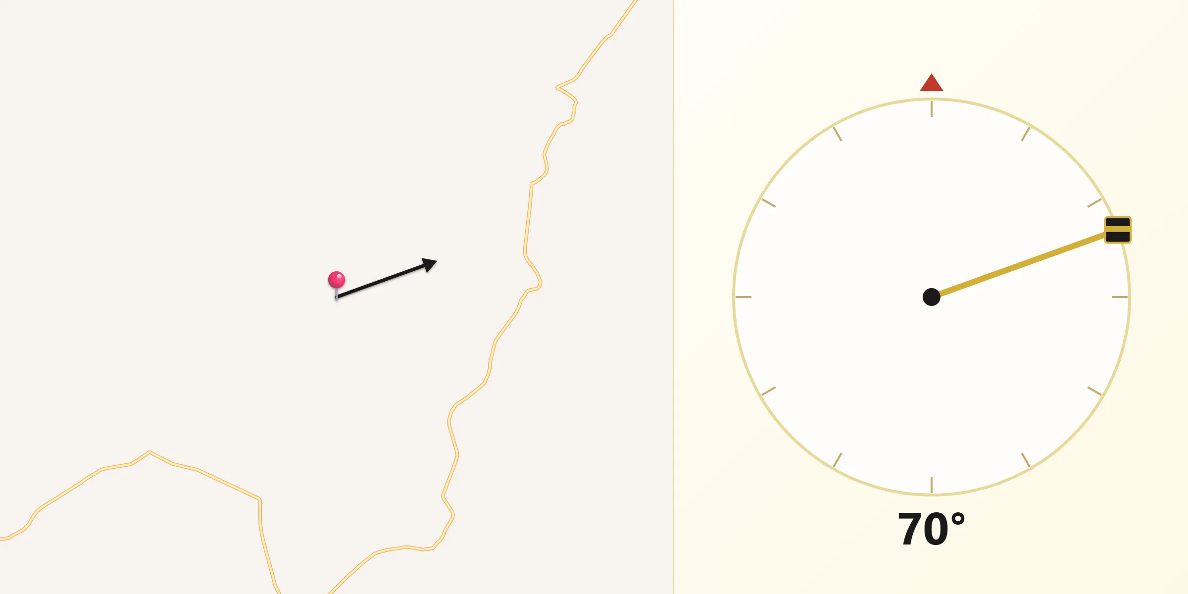 Direção da Qibla a partir de Poxoréo