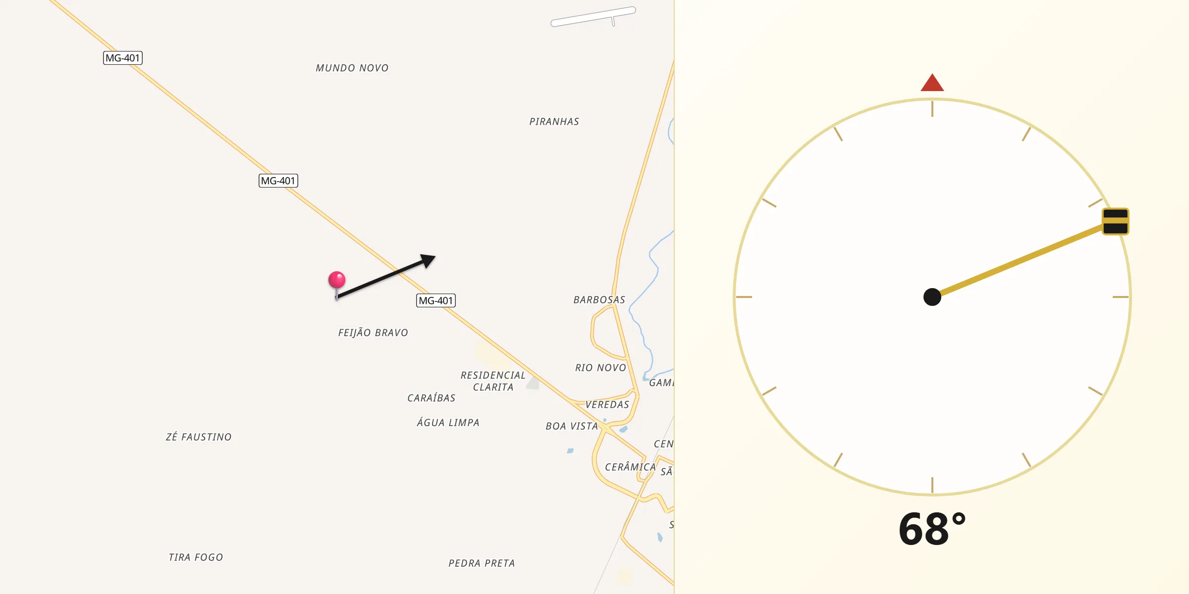 Direção da Qibla a partir de Janaúba