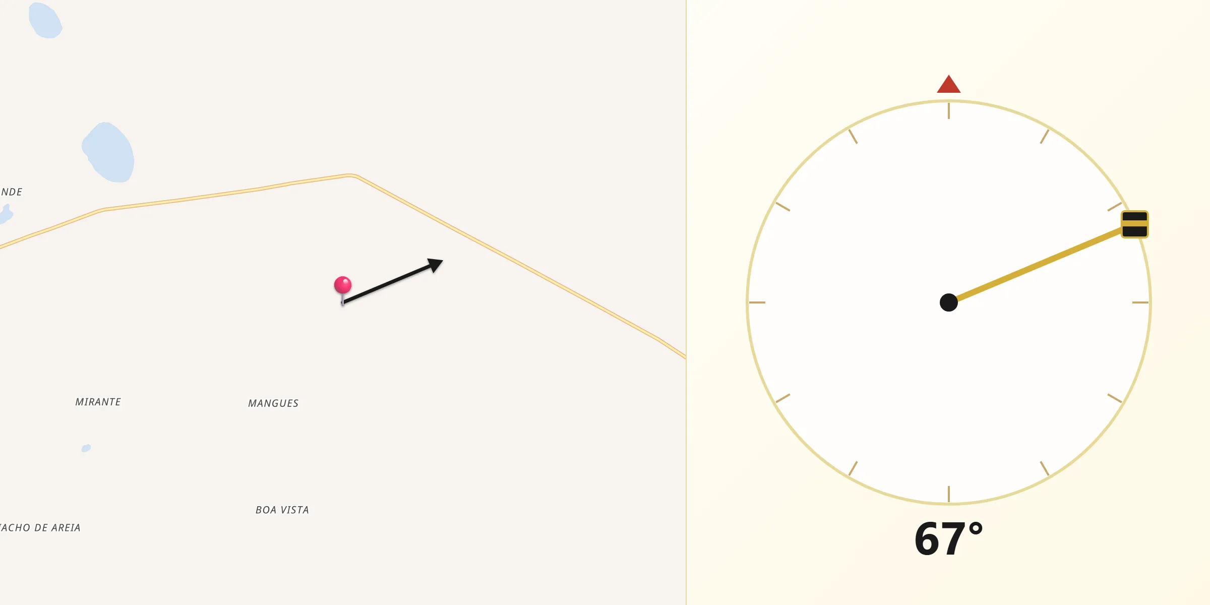 Direção da Qibla a partir de Taiobeiras