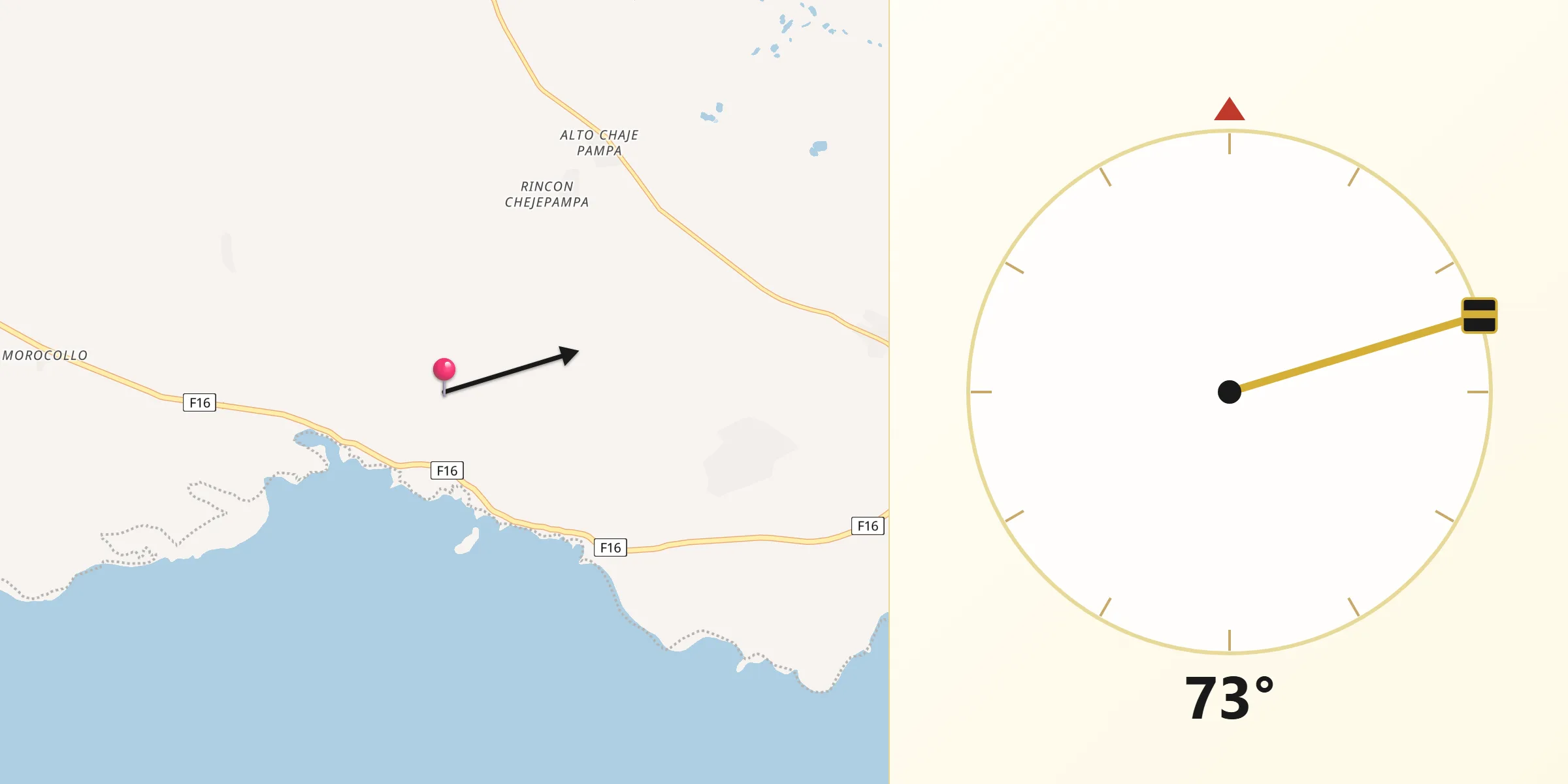Dirección de la Qibla desde Provincia Omasuyos