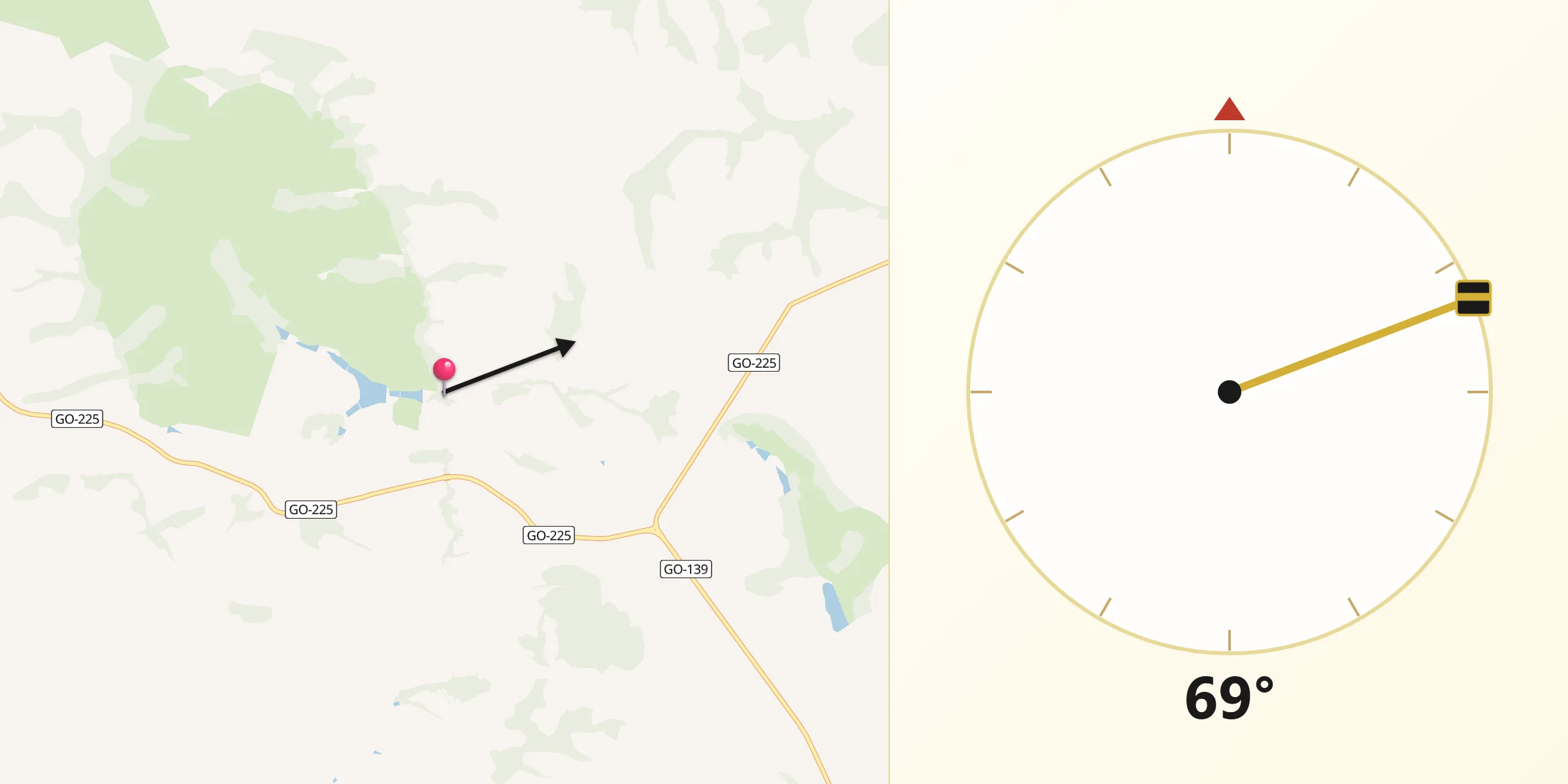 Direção da Qibla a partir de Corumbá de Goiás