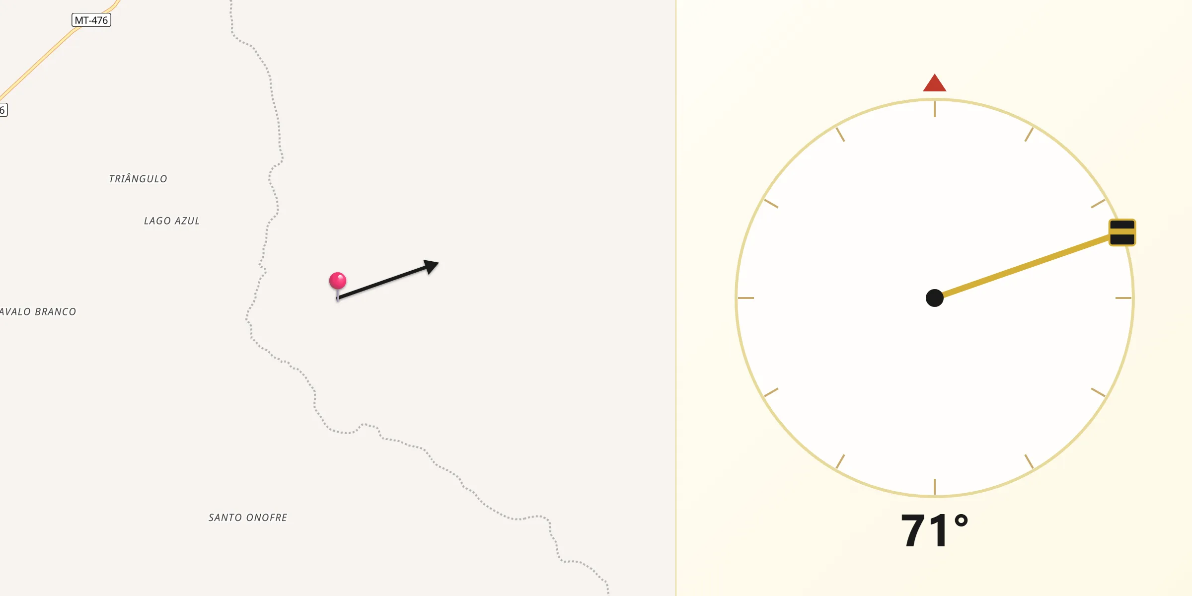 Direção da Qibla a partir de Nossa Senhora do Livramento