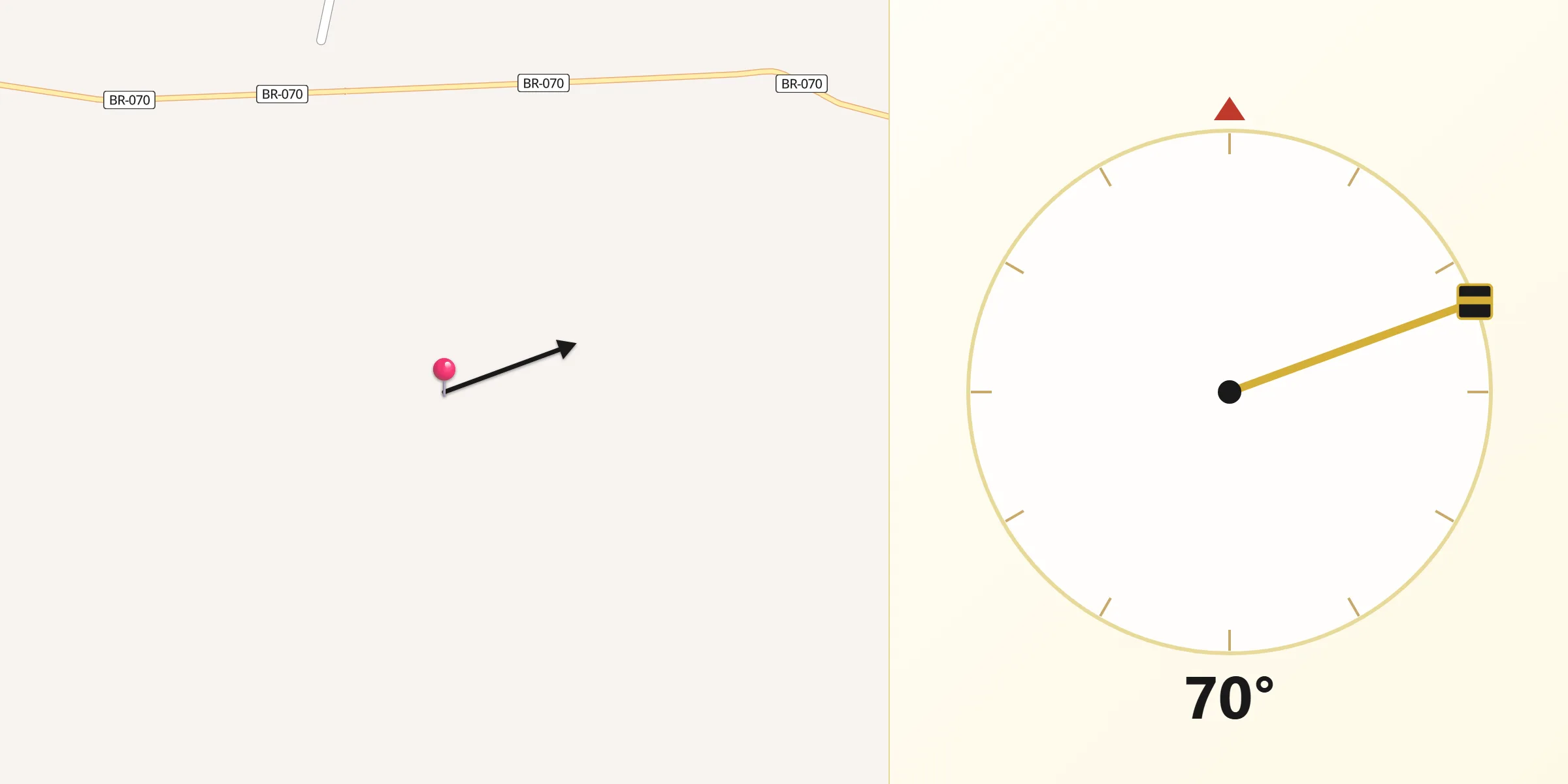Direção da Qibla a partir de Aragarças