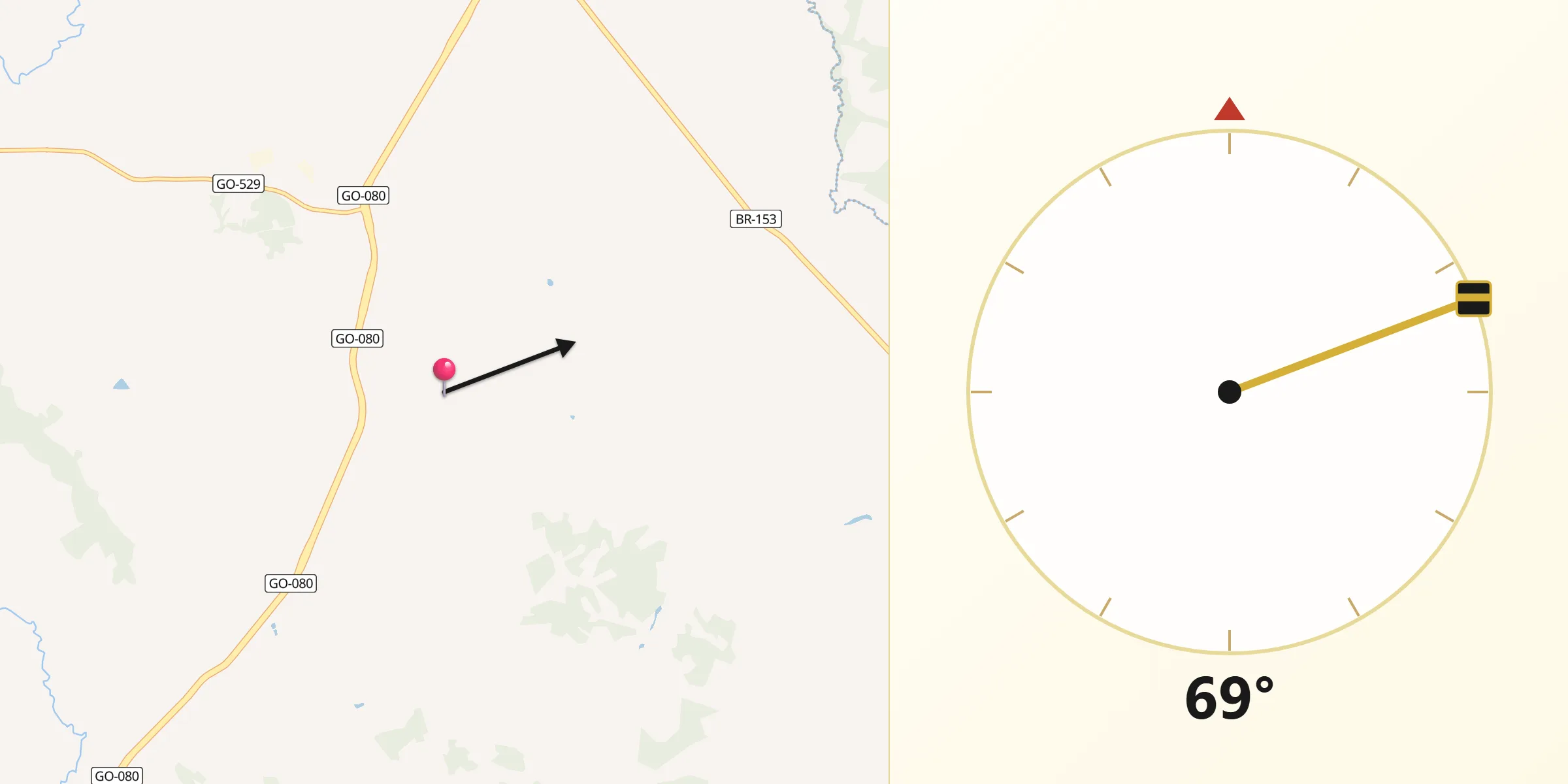 Direção da Qibla a partir de São Francisco de Goiás
