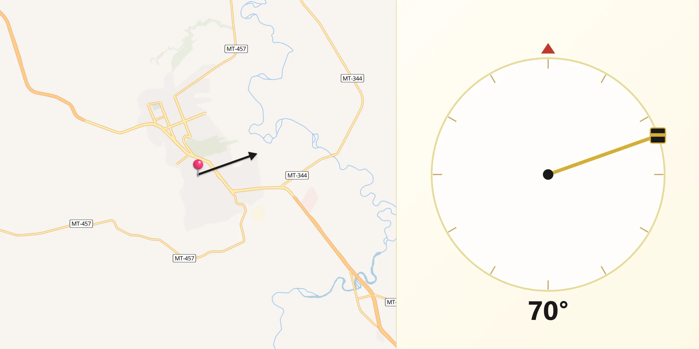 Direção da Qibla a partir de Jaciara