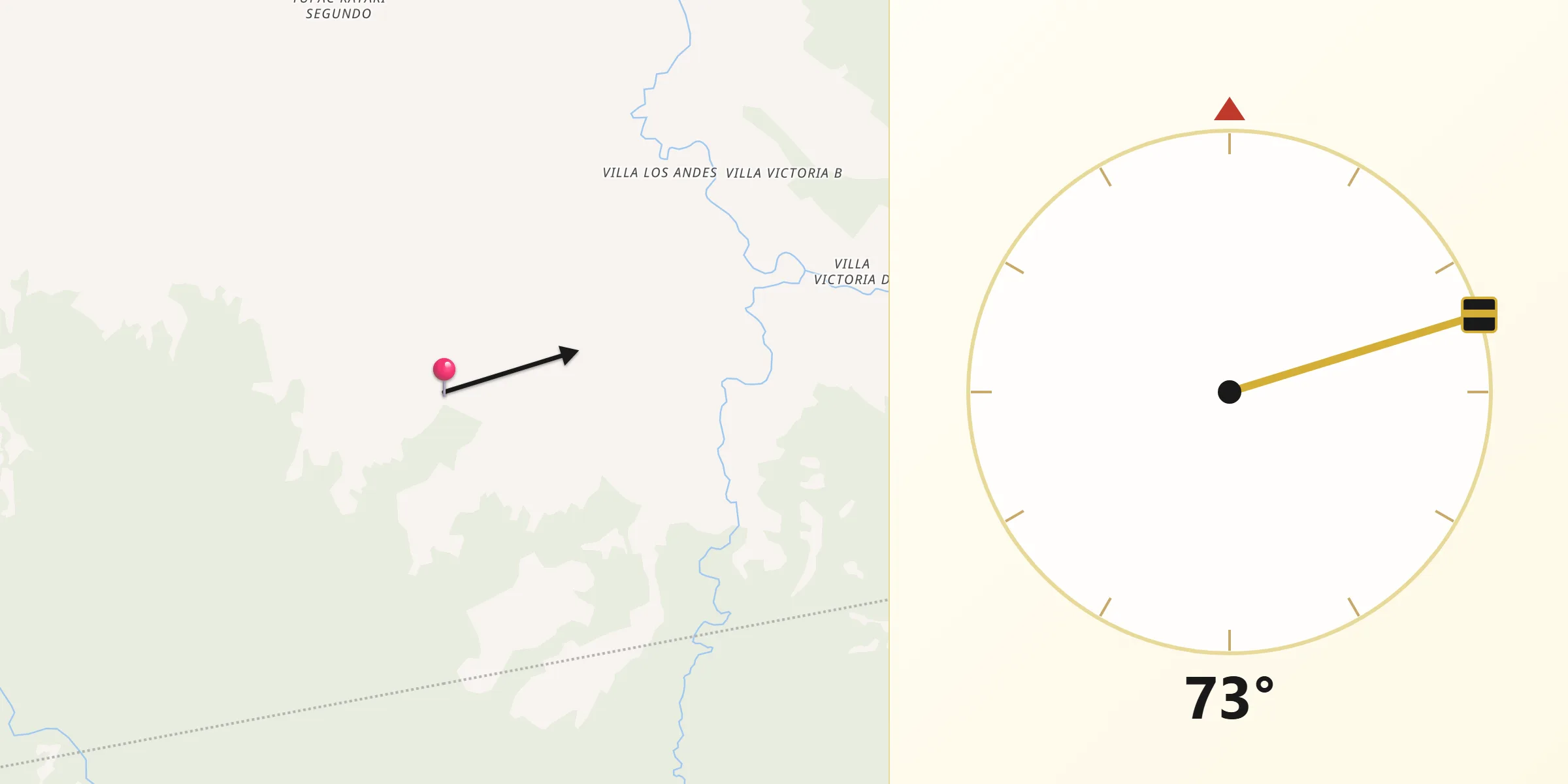Dirección de la Qibla desde Provincia Nor Yungas