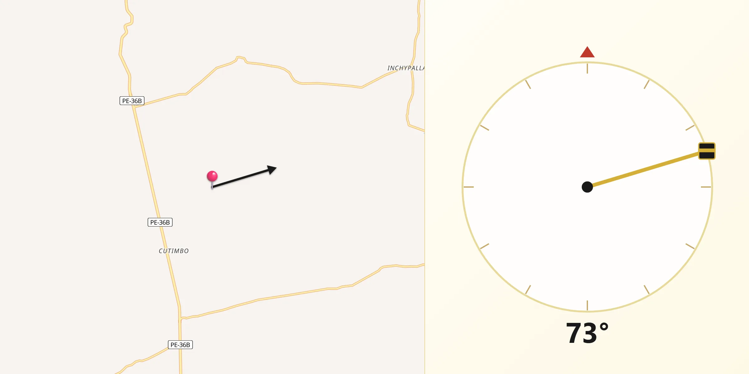 Dirección de la Qibla desde Provincia de Puno
