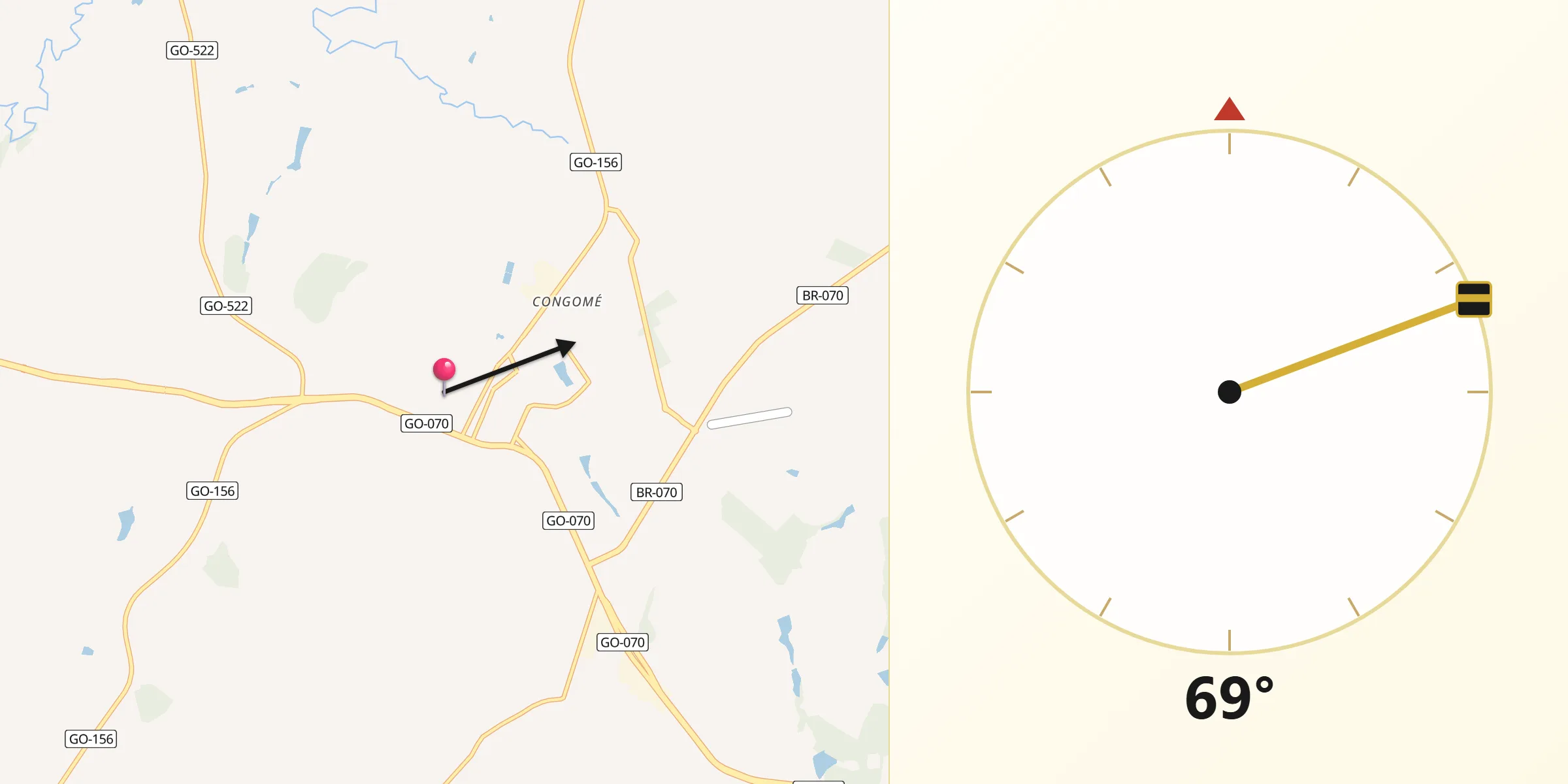 Direção da Qibla a partir de Itaberaí