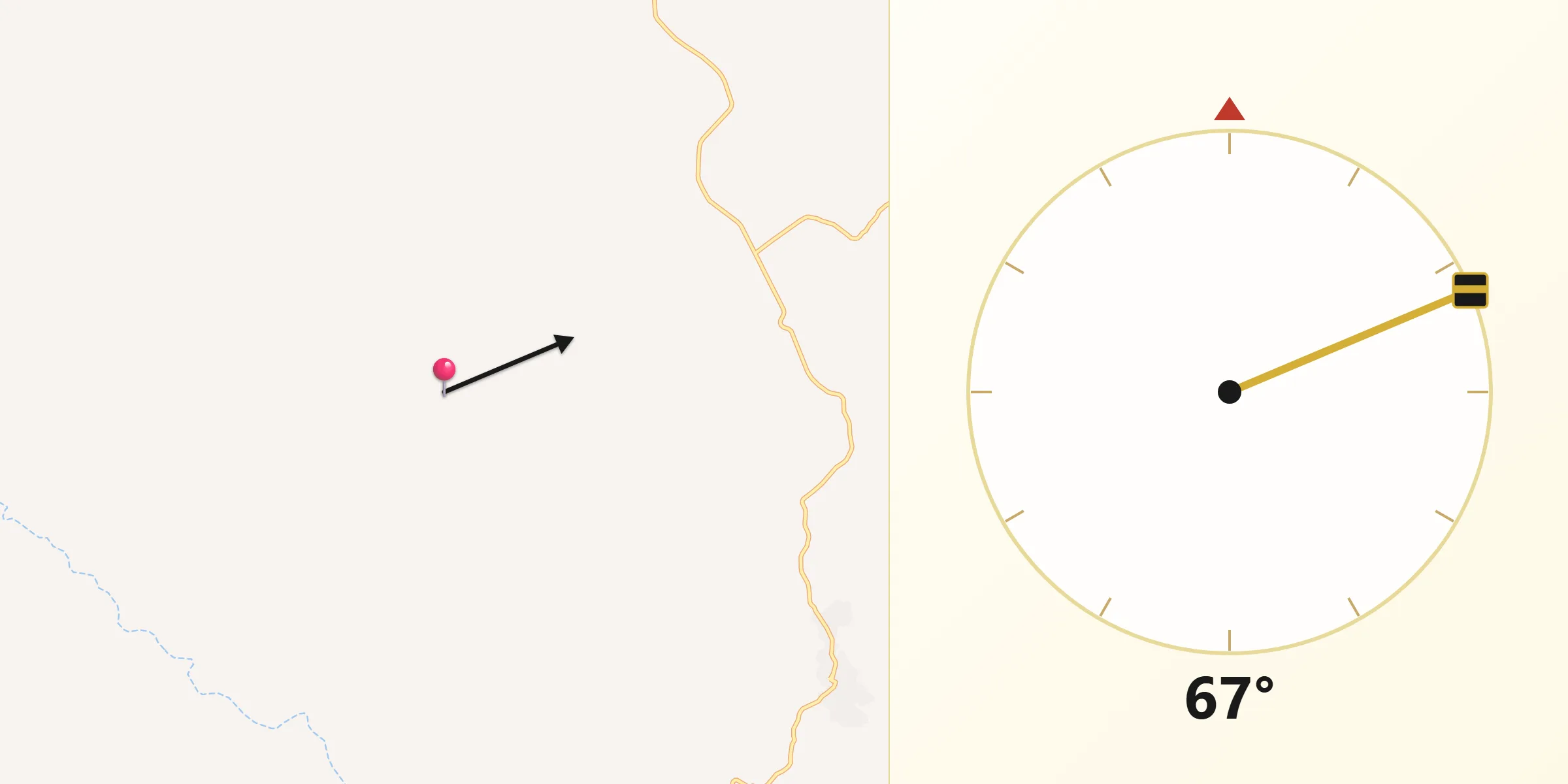 Direção da Qibla a partir de Santa Cruz de Salinas