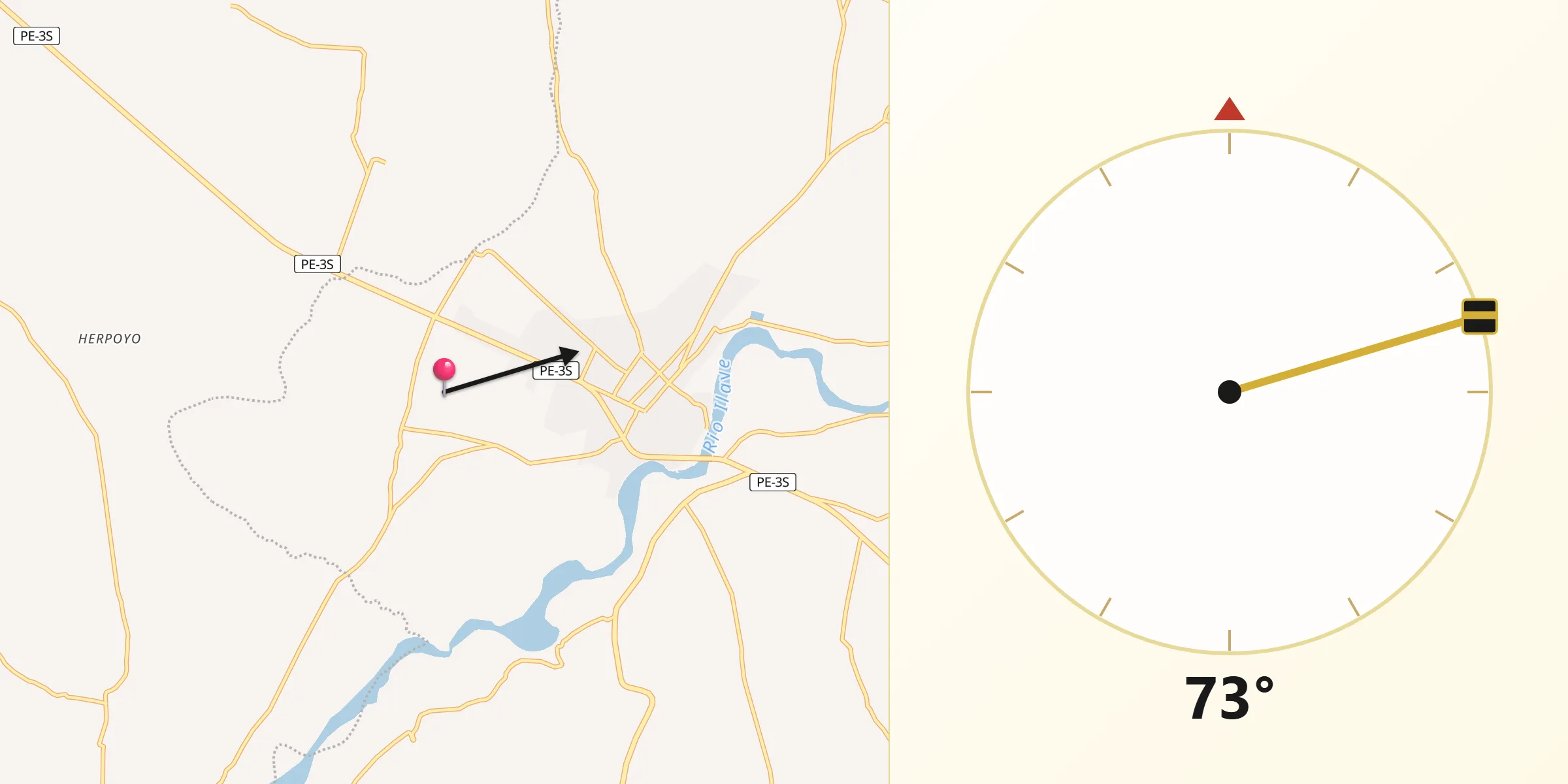 Dirección de la Qibla desde Ilave
