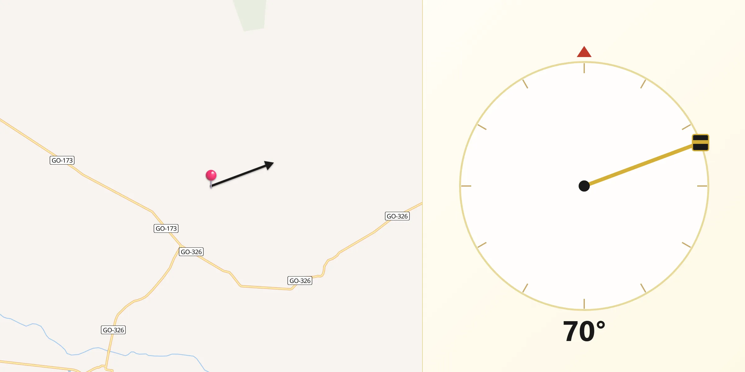 Direção da Qibla a partir de Fazenda Nova