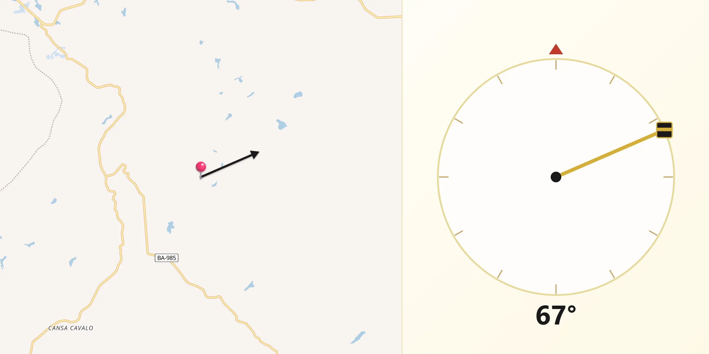 Direção da Qibla a partir de Itagimirim