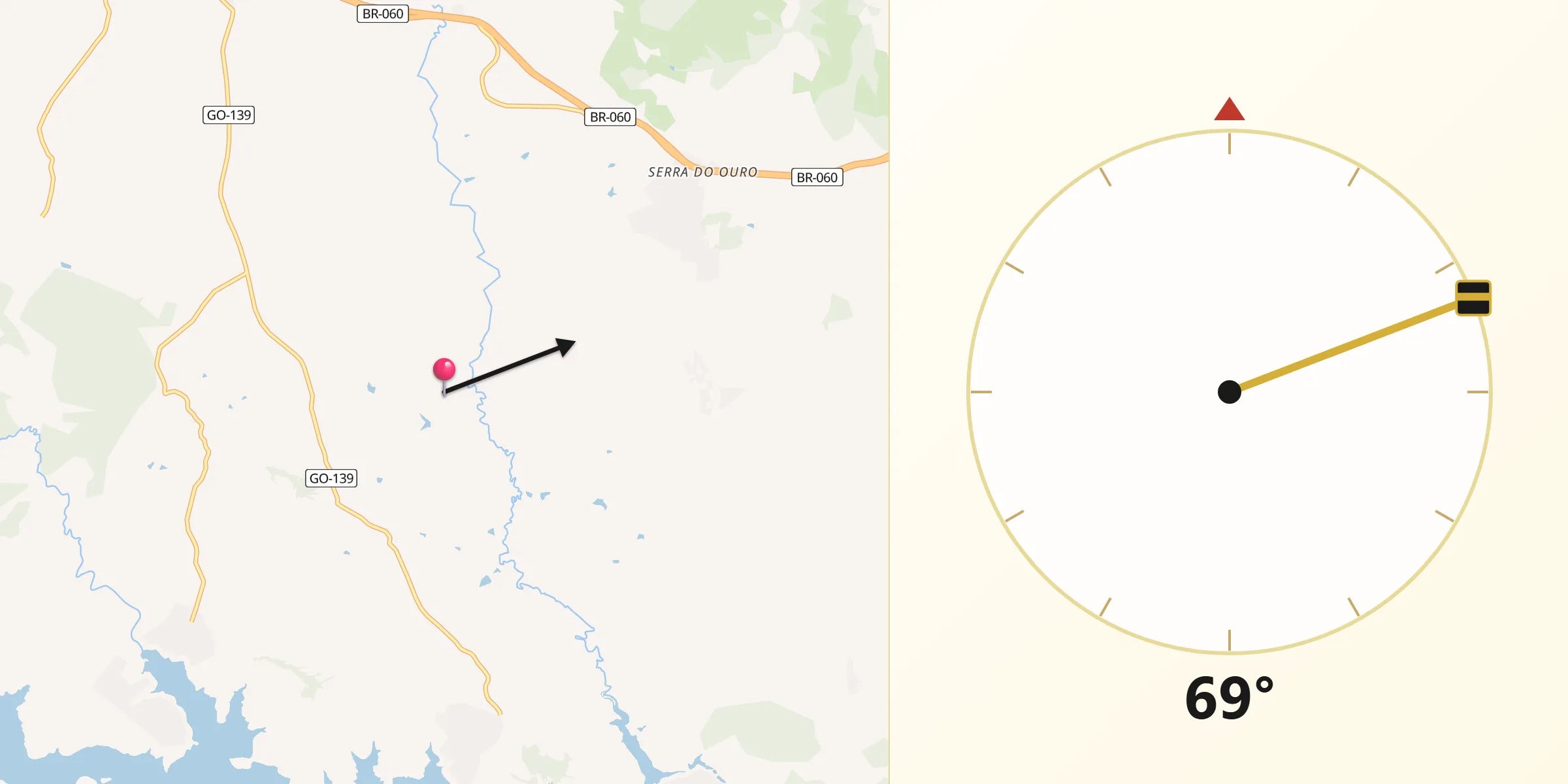 Direção da Qibla a partir de Alexânia