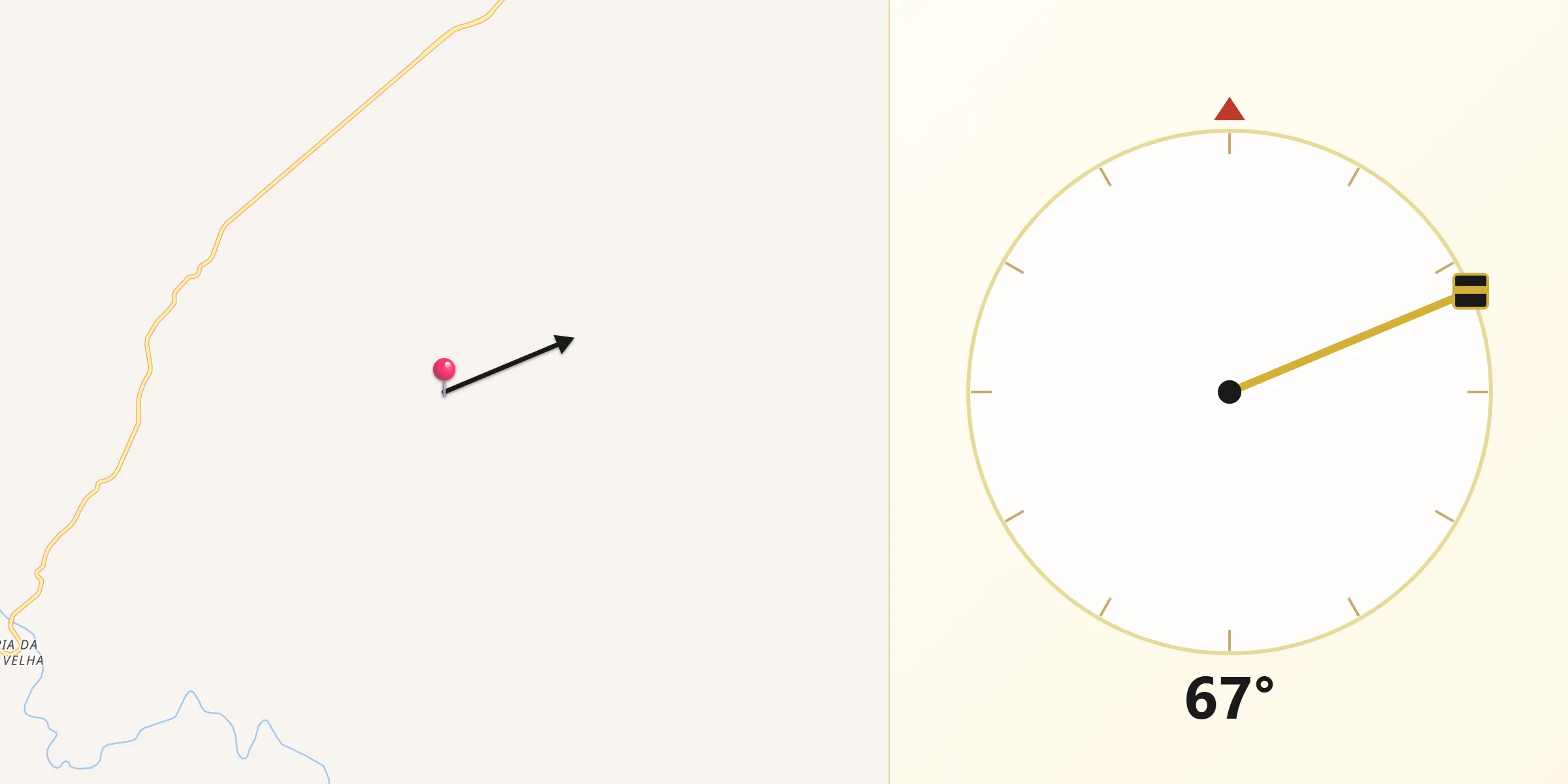 Direção da Qibla a partir de Fruta de Leite