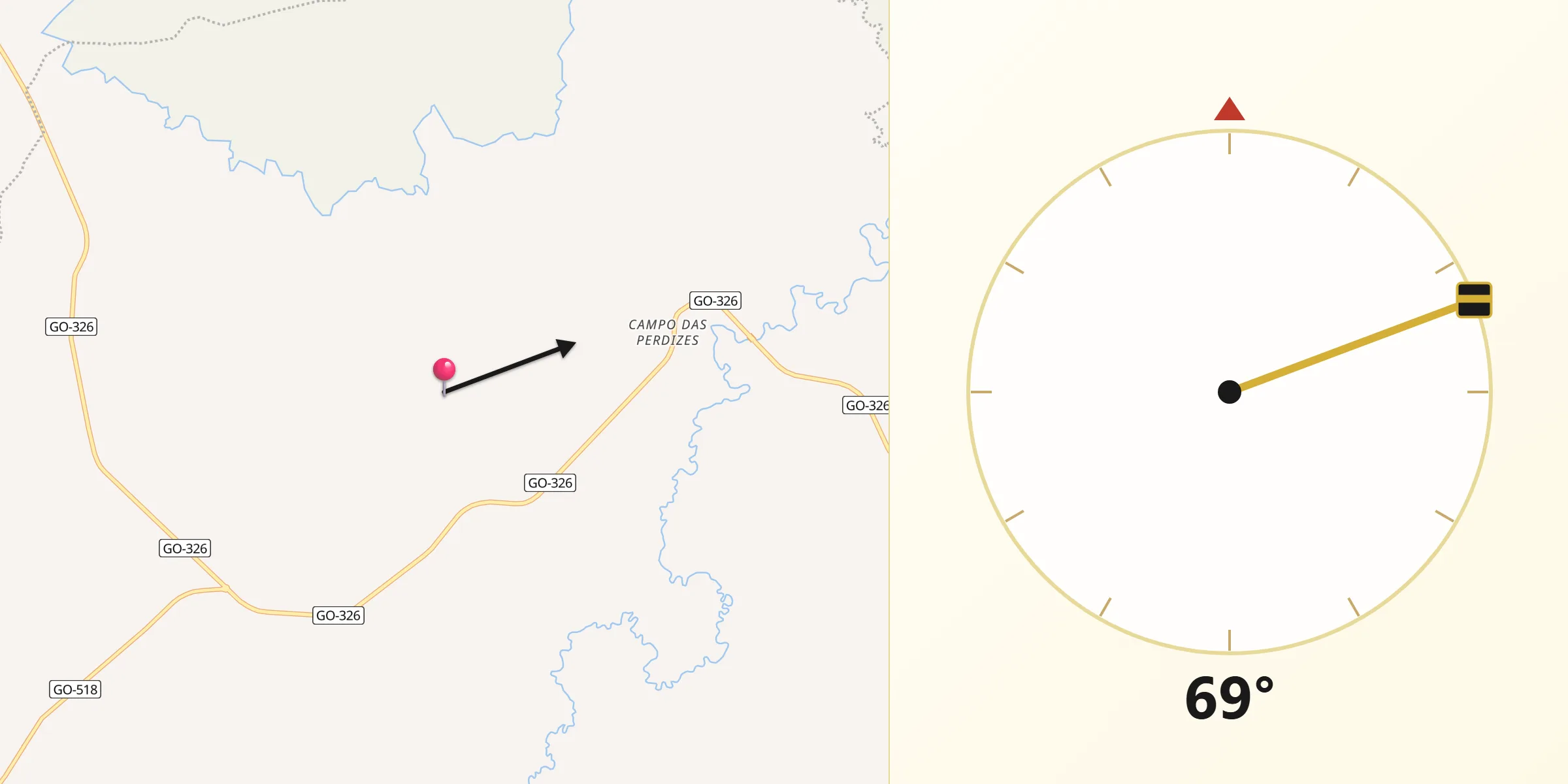 Direção da Qibla a partir de Buriti de Goiás