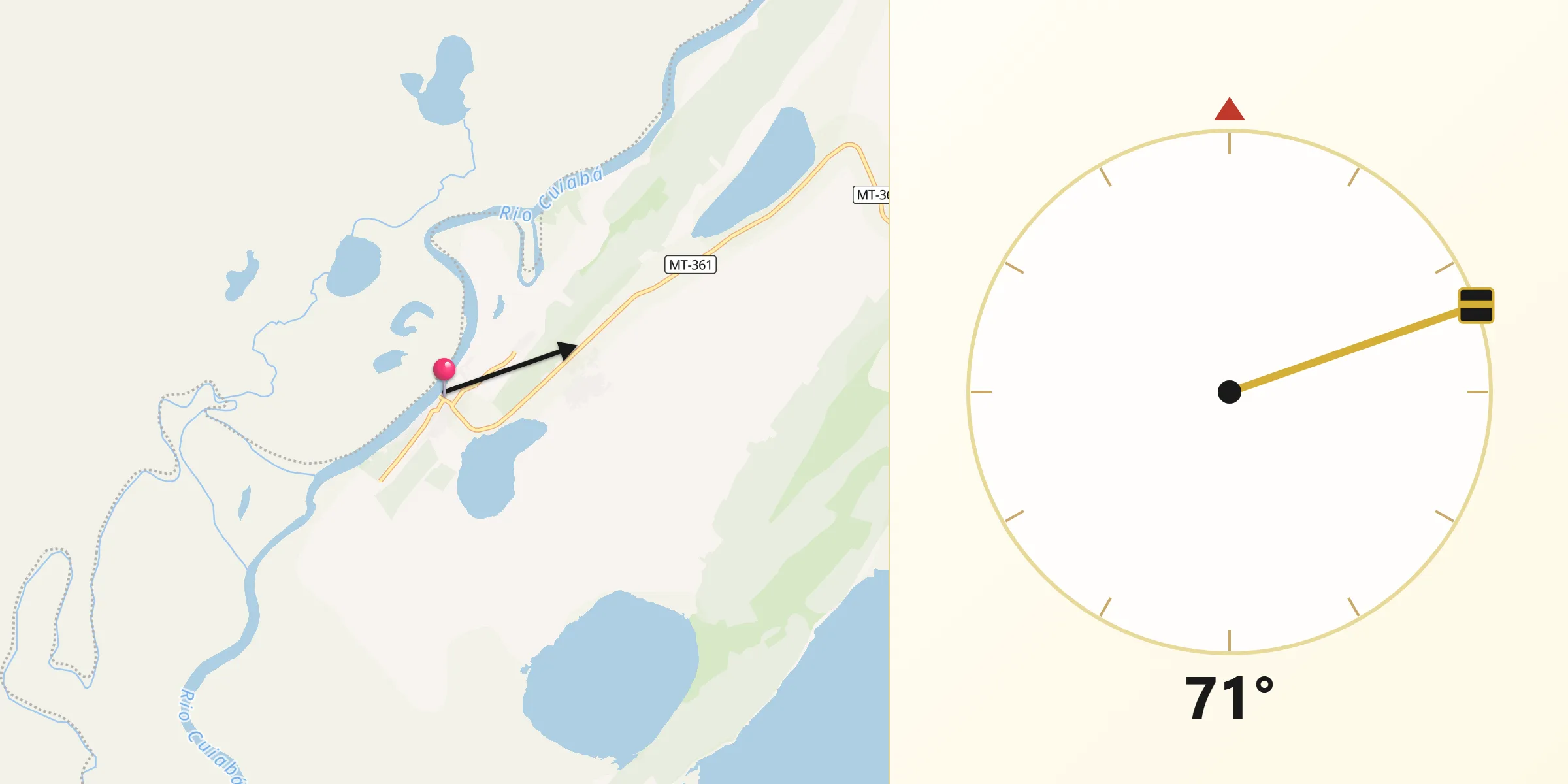 Direção da Qibla a partir de Barão de Melgaço