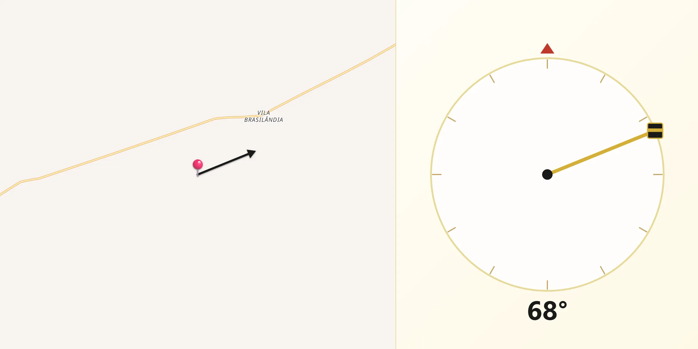 Direção da Qibla a partir de Luislândia