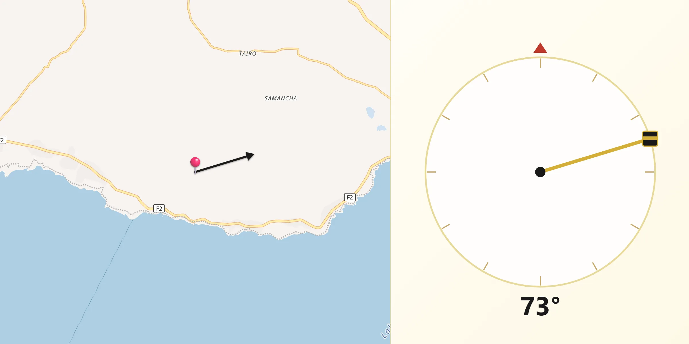 Dirección de la Qibla desde Huatajata
